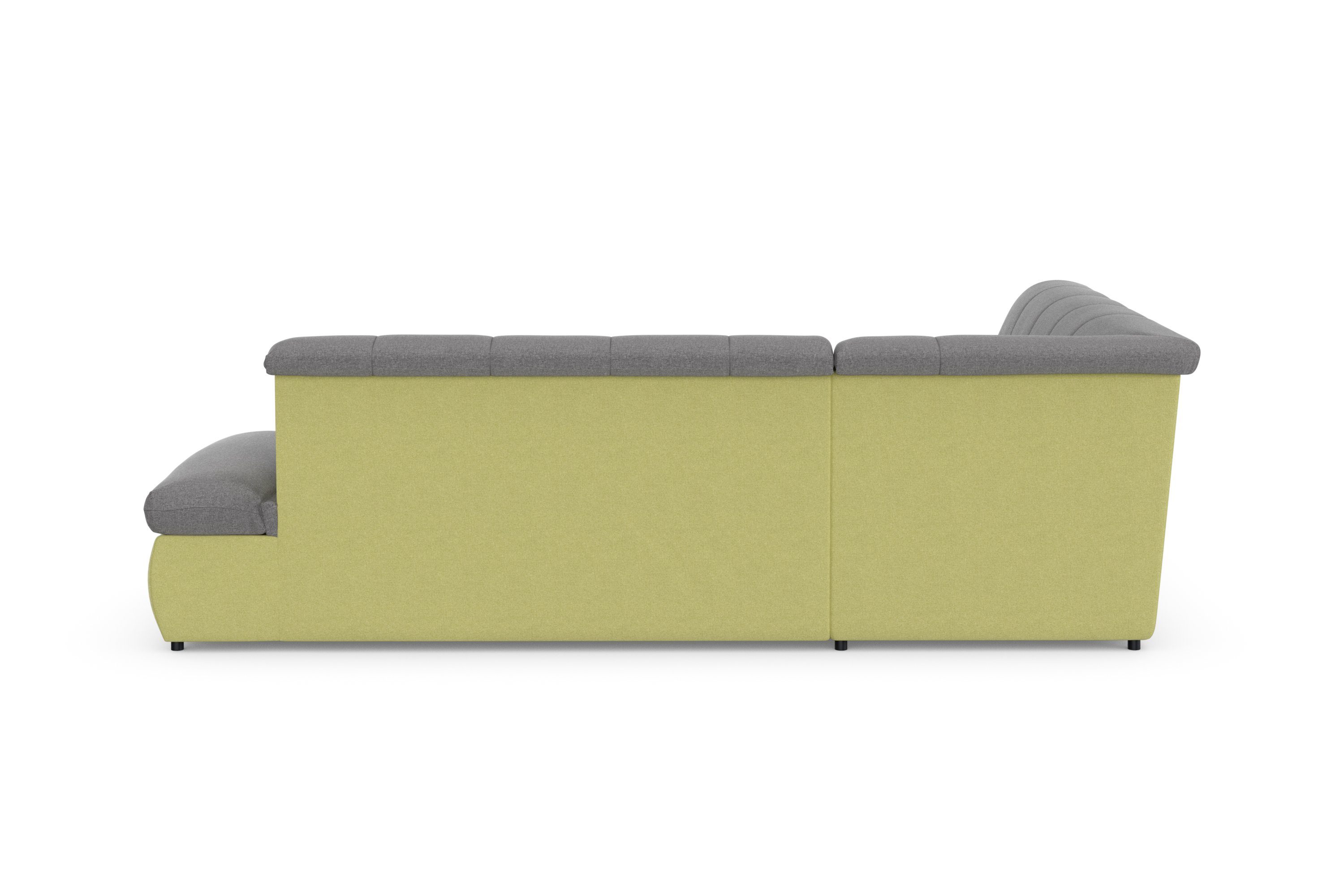 DOMO collection Ecksofa Moric, wahlweise | mit gelb/schlamm Bettfunktion und | Armlehnenverstellung schalmm gelb