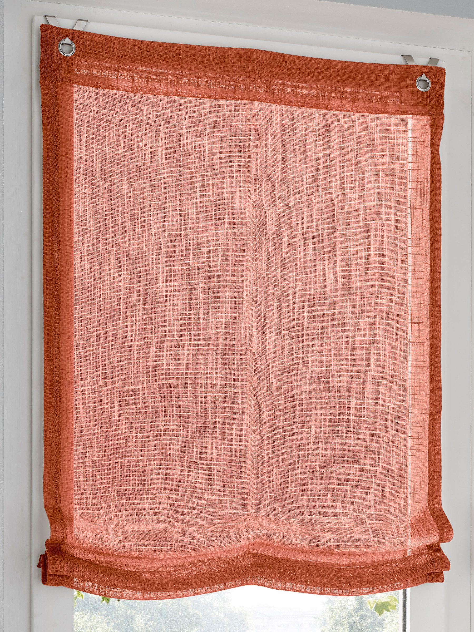 Rollo Raffrollo, heine, halbtransparent, Ösen mit Fensterhaken