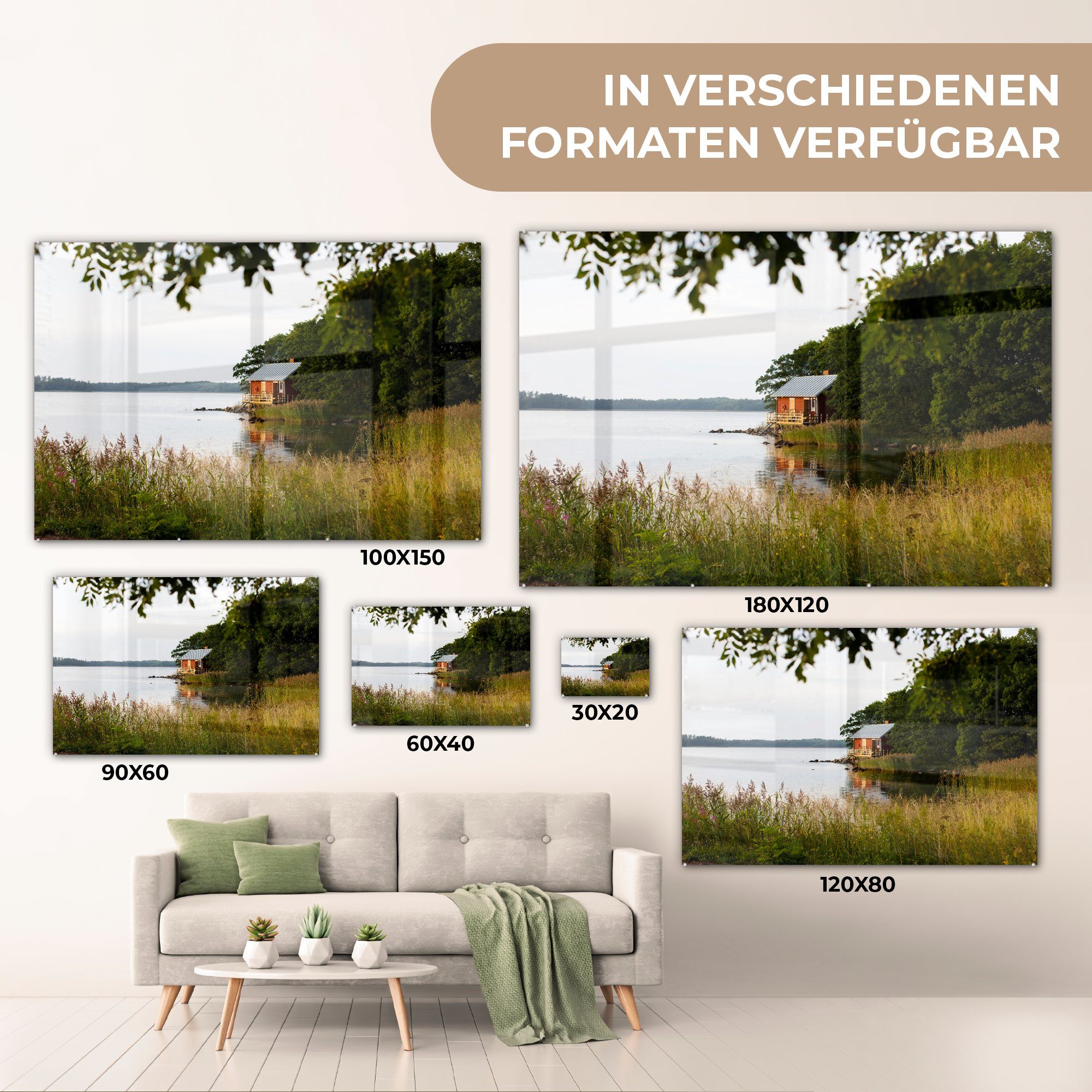 Haus & Finnland, (1 Kleines einem See in MuchoWow Wohnzimmer Acrylglasbild St), Schlafzimmer Acrylglasbilder an