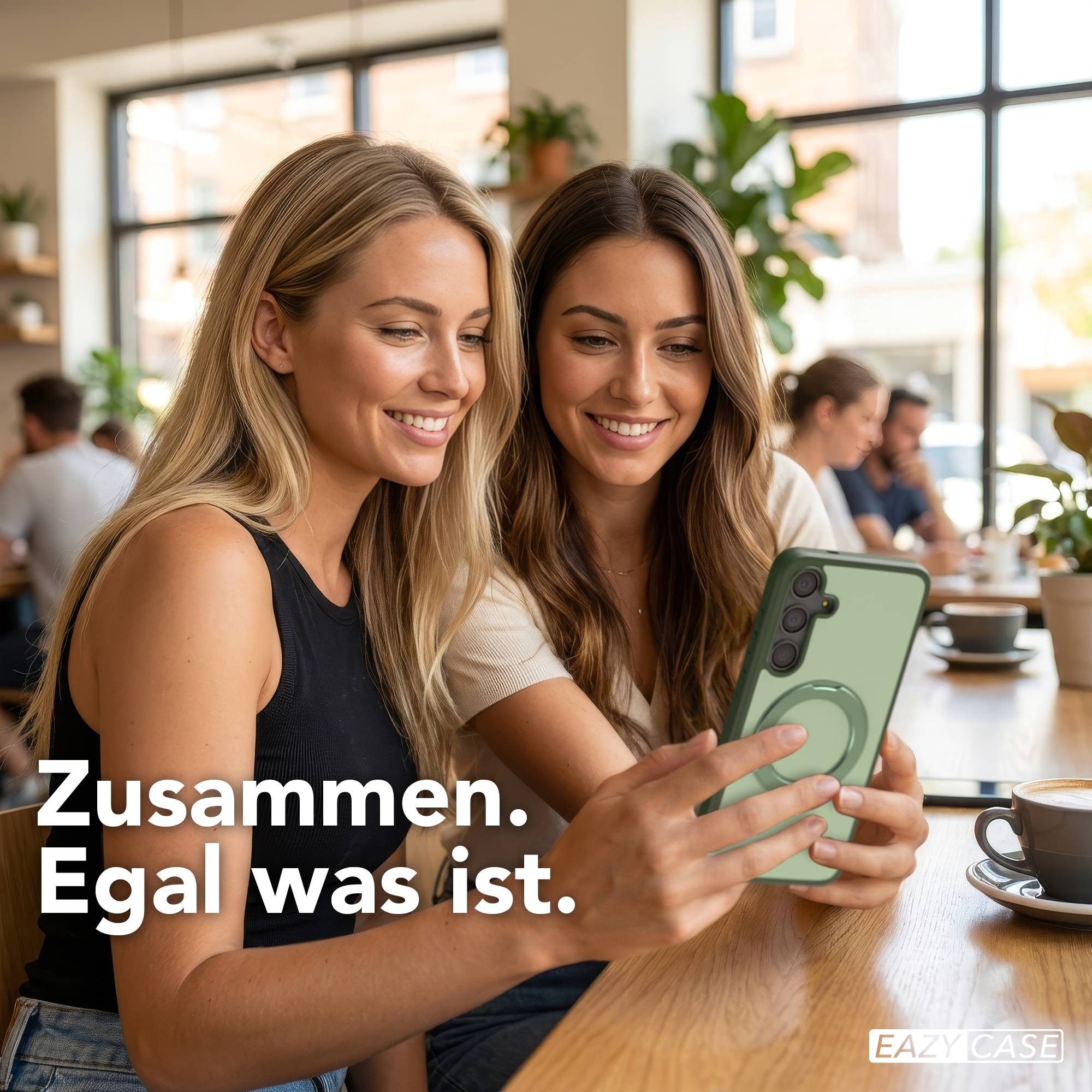 EAZY CASE Handyhülle Outdoor Galaxy S24 Plus Case mit MagSafe Rotation Ring 6,7 Zoll, Backcover Case mit Rotation Ring Outdoor Hülle aufstellbar Dunkelgrün