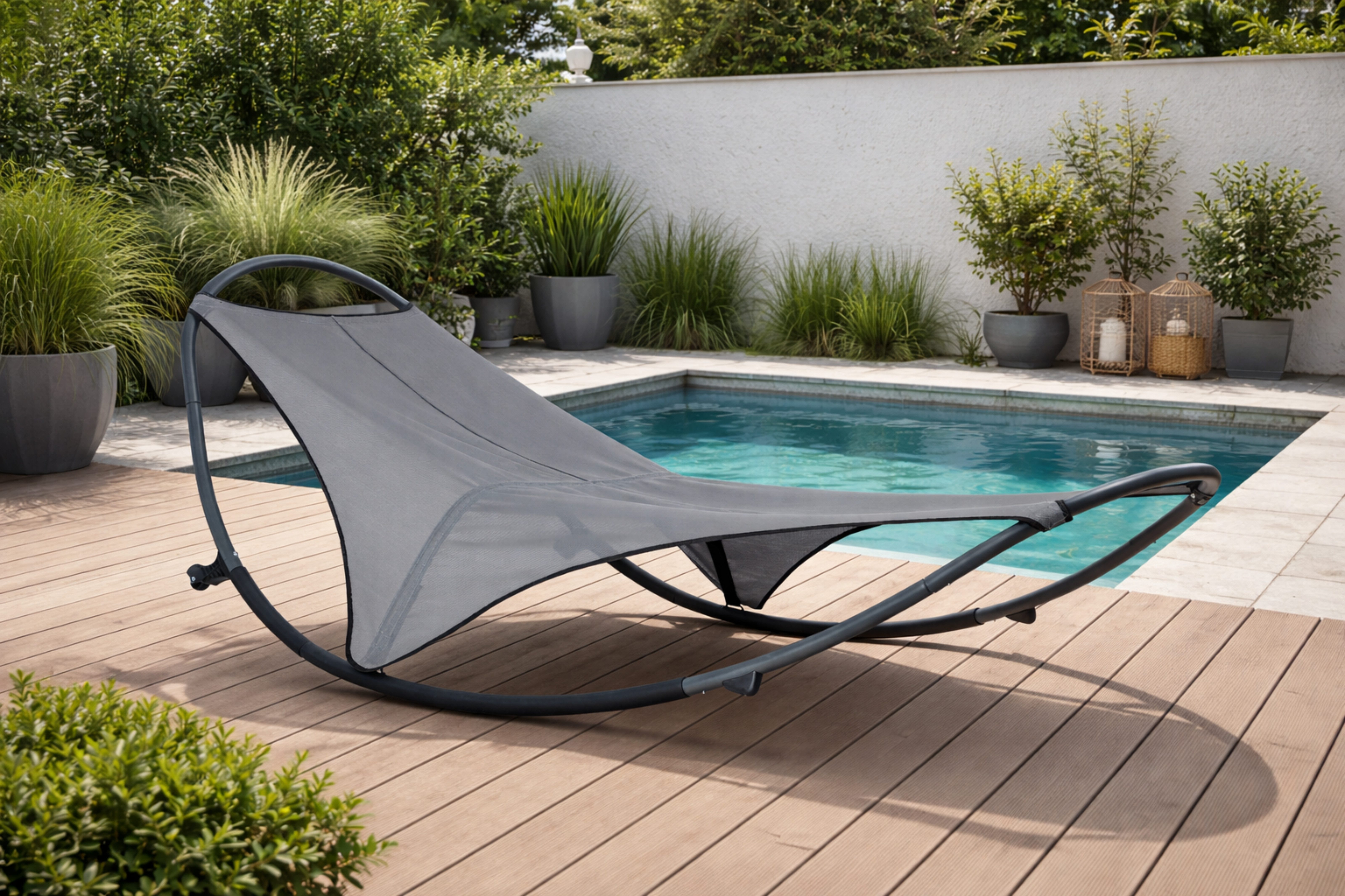 Leco Gartenliege Schaukelliege ENI Anthrazit, Ergonomisch geformt