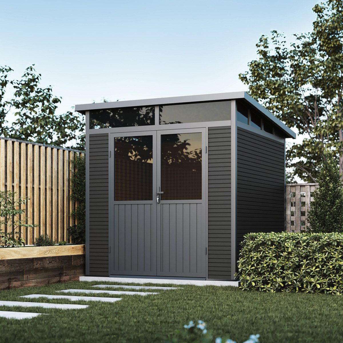 Weide Gartenhaus Weide Aluminium & WPC Gartenhaus 218x218 cm Anthrazit, BxT: 218x218 cm