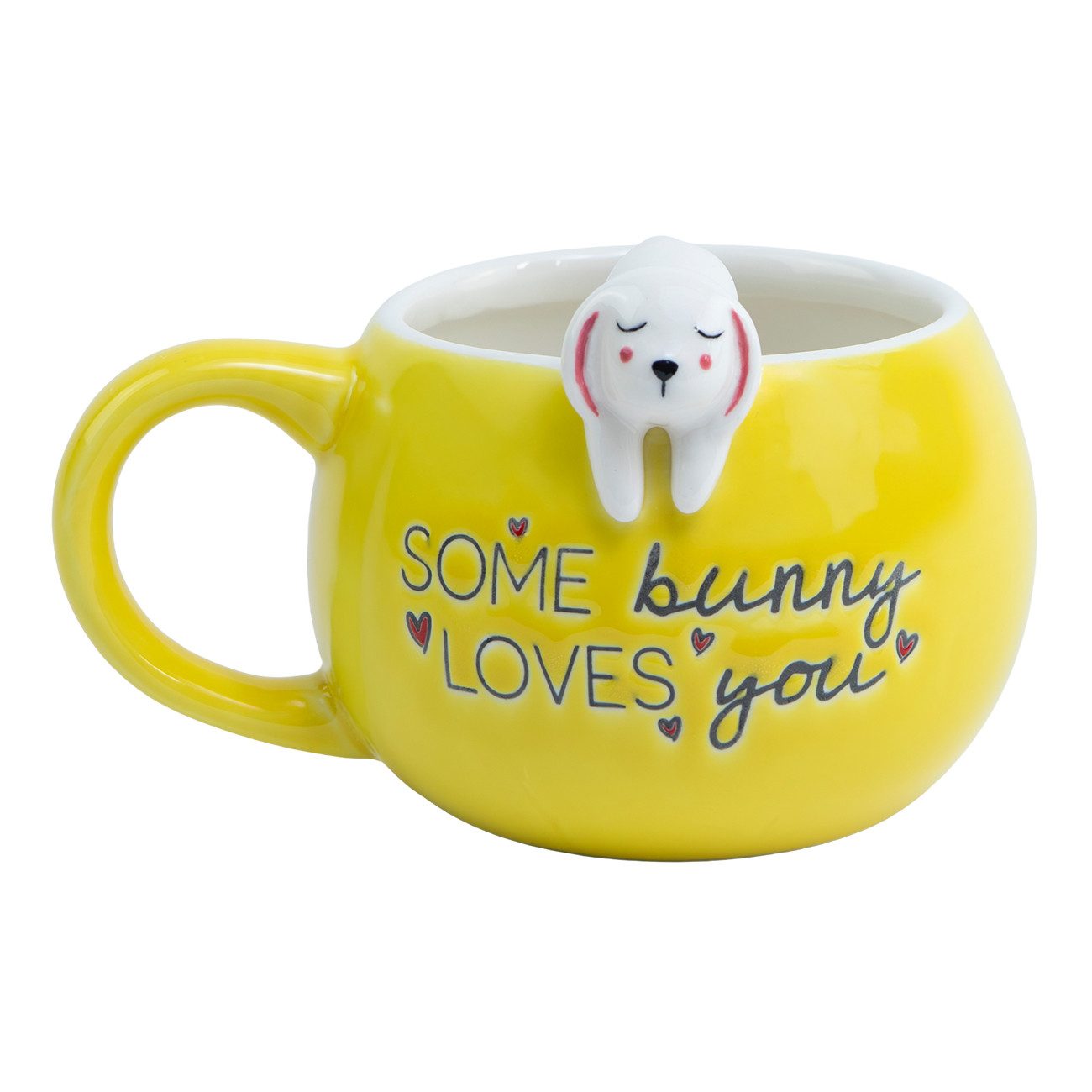 Geda Labels GmbH Tasse Somebunny gelb, 1-tlg., Keramik, Gelb, 400ml, mit 3D Figur am Rand