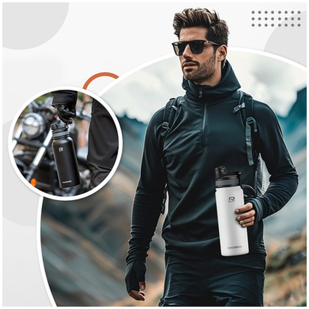 ROCKBROS Trinkflasche Rockbros 35210029005 Fahrradflasche Schwarz