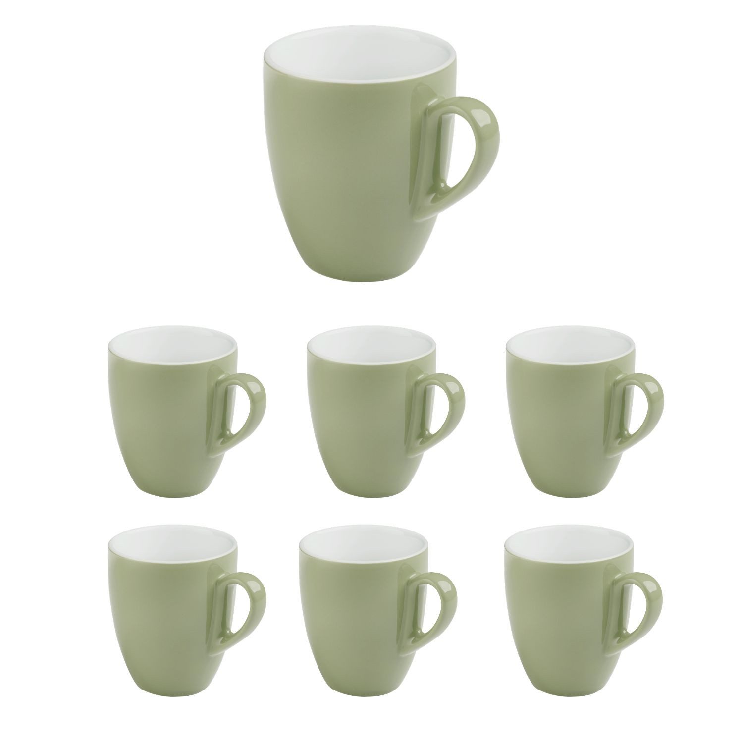 APS Tasse SNUG, 6-tlg., Porzellan, Ø 8,5 cm, H: 10 cm, 330 ml, Porzellan, Griff: 3 cm
