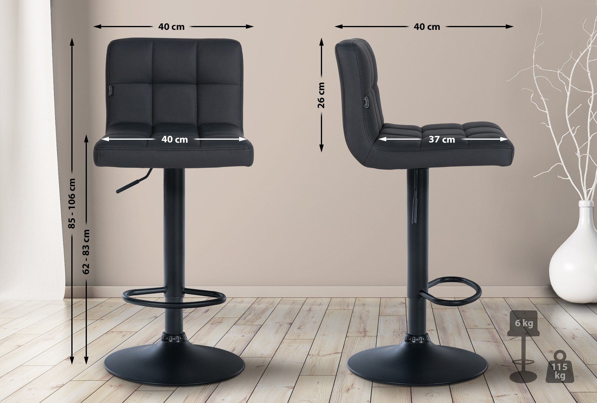 CLP Barhocker Feni Kunstleder (2er Set, 2 St., 2er), höhenverstellbar und d günstig online kaufen