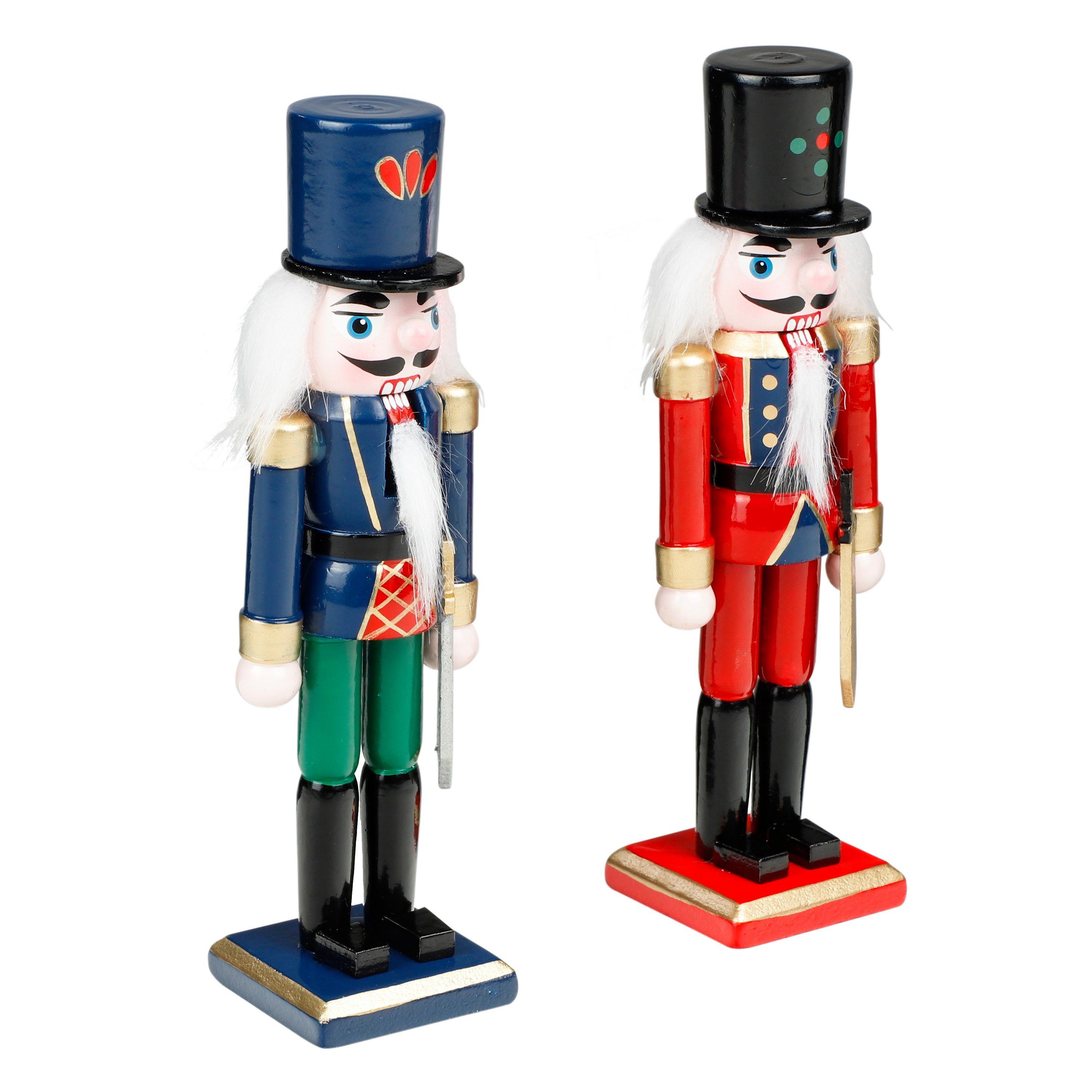 Rungassi Weihnachtsdorf 2er Set Weihnachtsdeko Tischdeko Nussknacker aus Holz, H 18cm