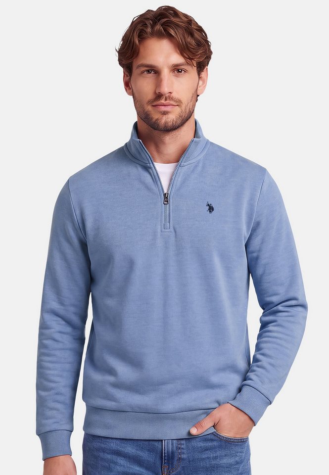 U.S. Polo Assn. Stehkragenpullover USNiico – Herren Half-Zip Pullover mit Logo-Stickerei Weiche Baumwollmischung, sportlich-elegantes Design und hoher Komfort