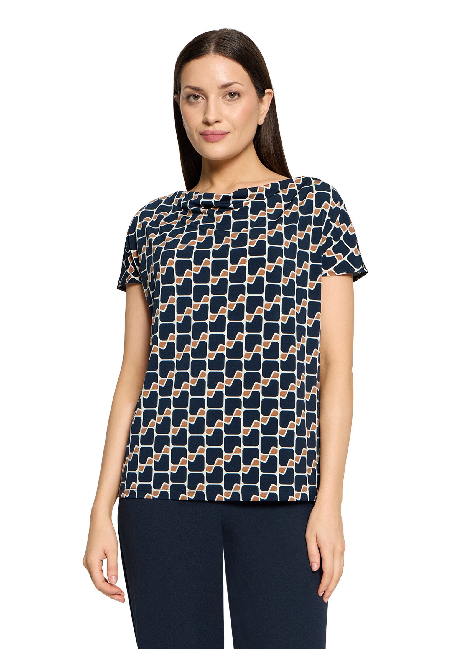 Betty Barclay Kurzarmshirt Damen mit Wasserfallausschnitt (1-tlg)