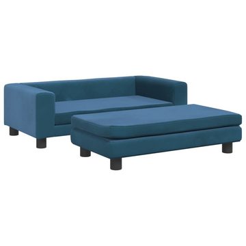 vidaXL Kindersofa Kindersofa mit Hocker Blau 100x50x30 cm Samt Kindercouch Kindermöbel K