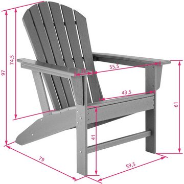 tectake Gartenstuhl Gartenstuhl mit Fußablage im Adirondack-Design (1er, 1 St), Multifunktional