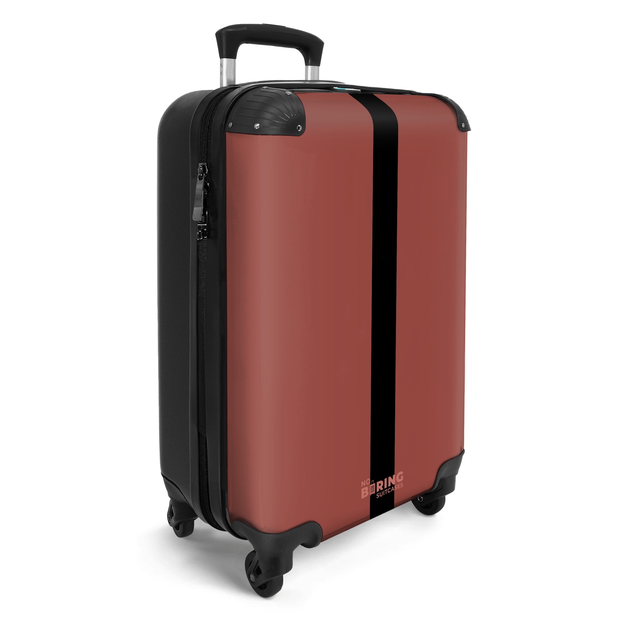 NoBoringSuitcases.com© Hartschalen-Trolley Rot mit schwarzem Streifen günstig online kaufen