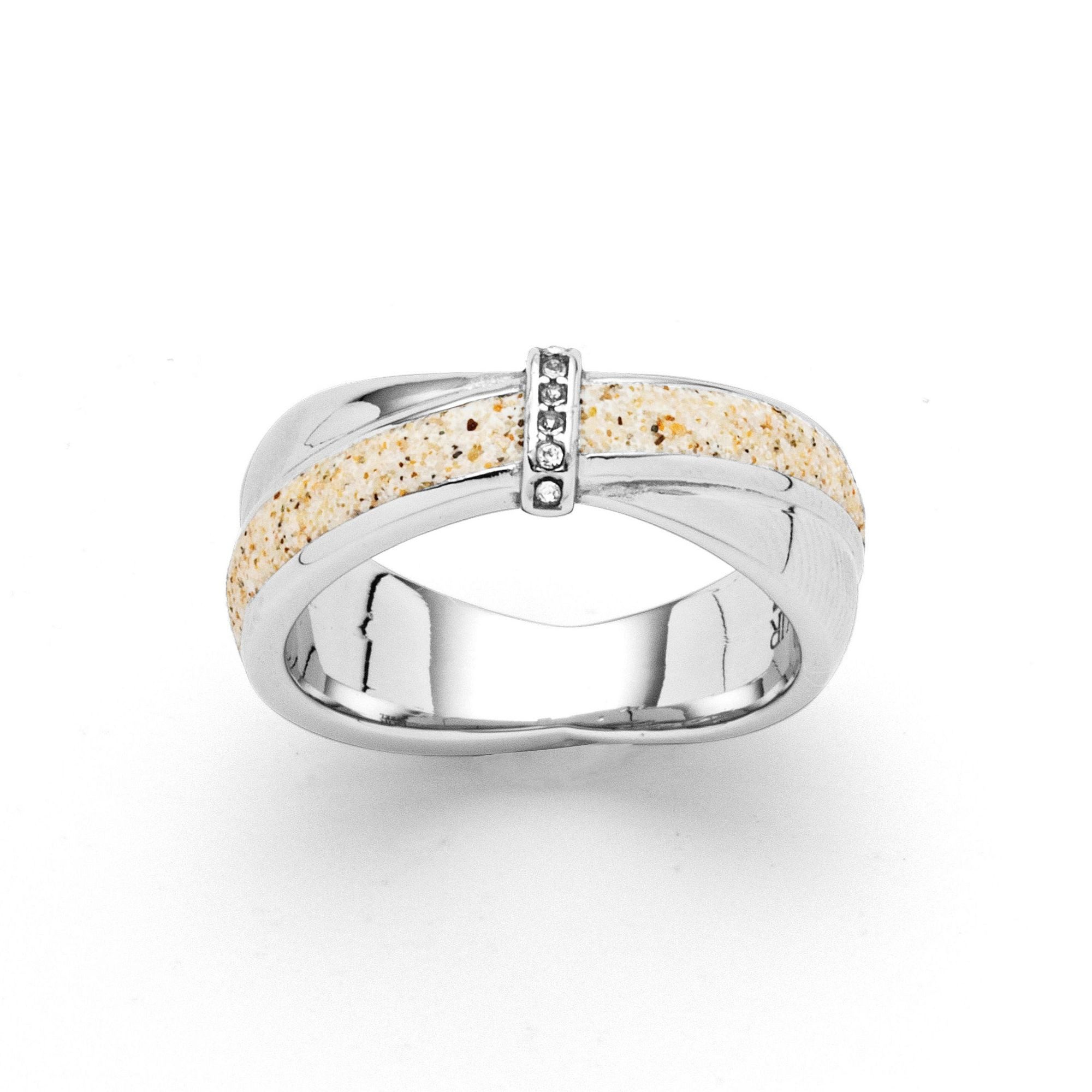 DUR Fingerring STEEL Ring STR1013SA Twinkle Edelstahl Strandsand® Crystal Gr. 54