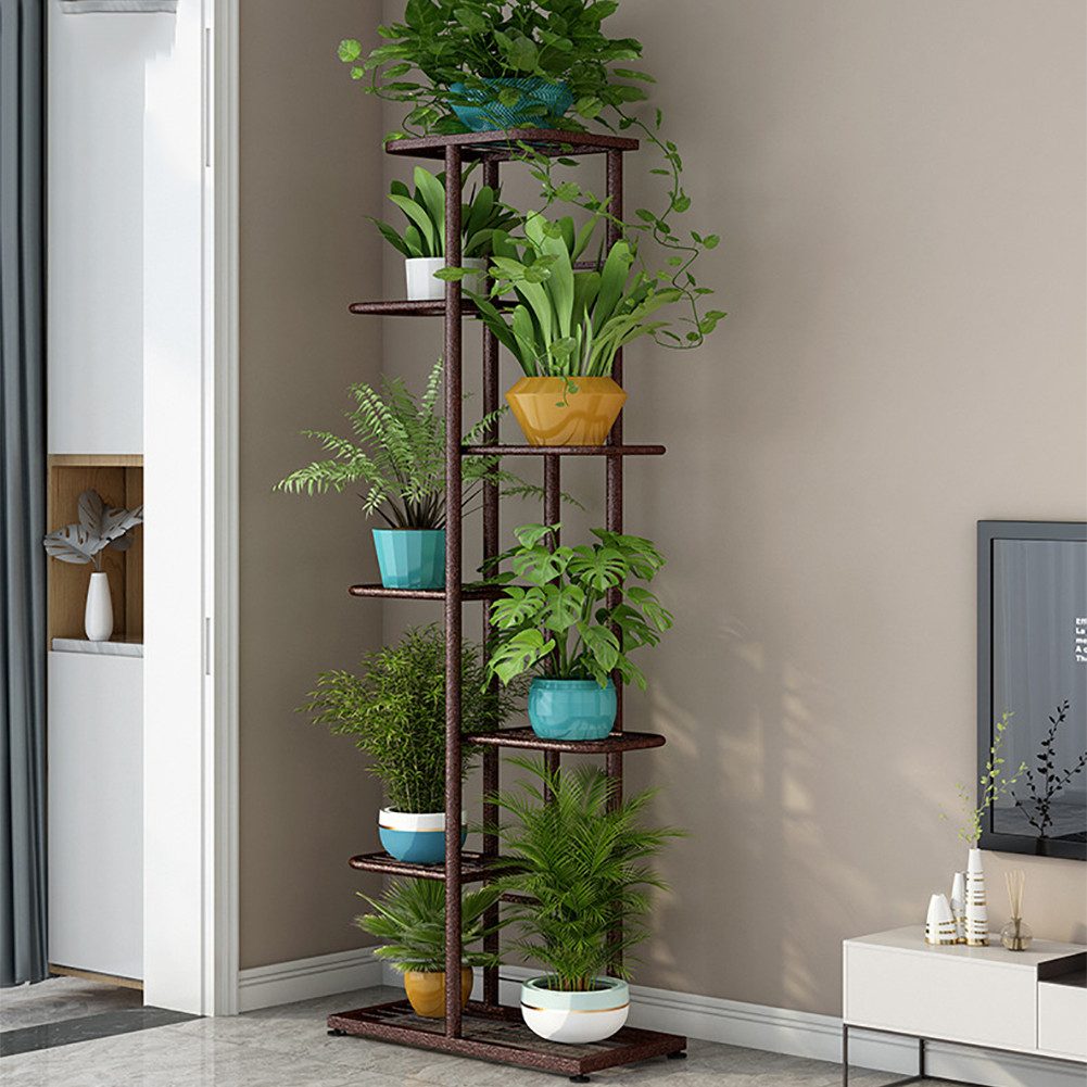 GarveeMore Blumenständer Pflanzenständer 7Tier 8Potted Multiple Blumentopf Halter RegalEckregal, Pflanzenständer Innen und Außen für Terrasse Garten Balkon Wohnzimmer