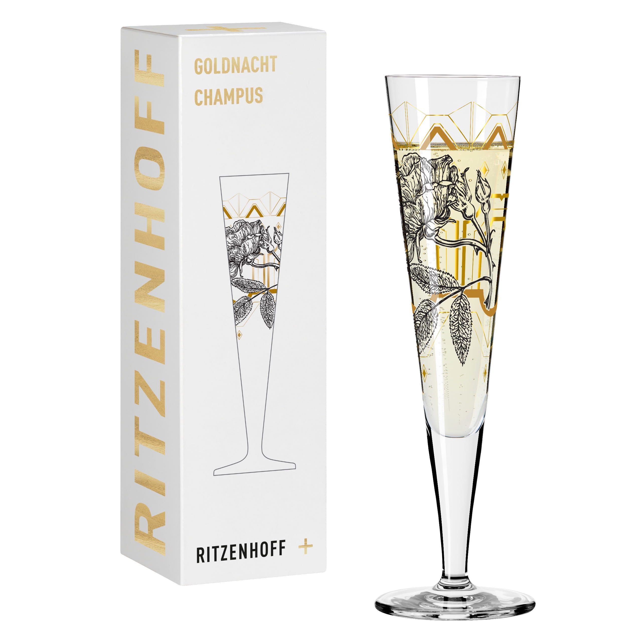 Ritzenhoff Champagnerglas Goldnacht, Kristallglas