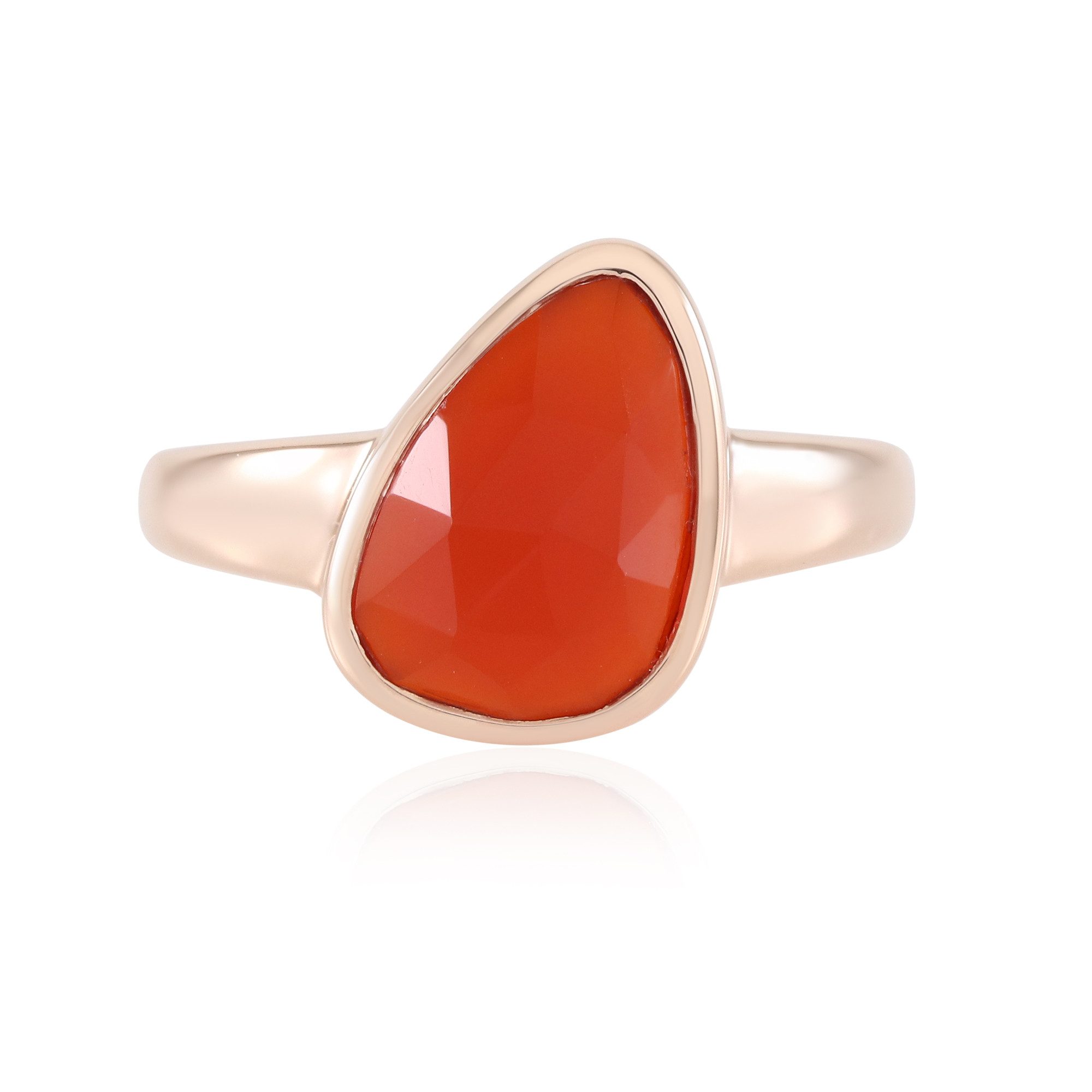 Cavill Solitärring Cavill Karneolring 4,5 ct Tropfenform rosévergoldet Echtschmuck Damen (1-tlg)