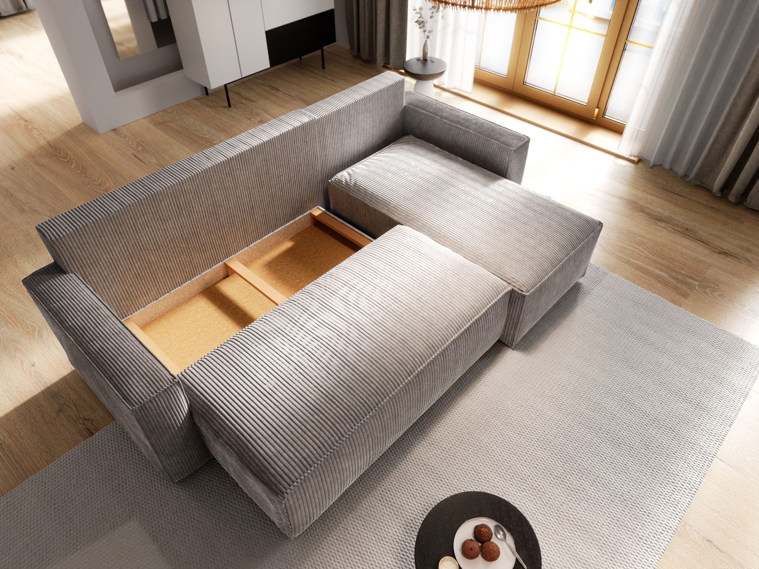Masseno Ecksofa POTARO mit Schlaffunktion L-Form, Sofa mit Bettkasten