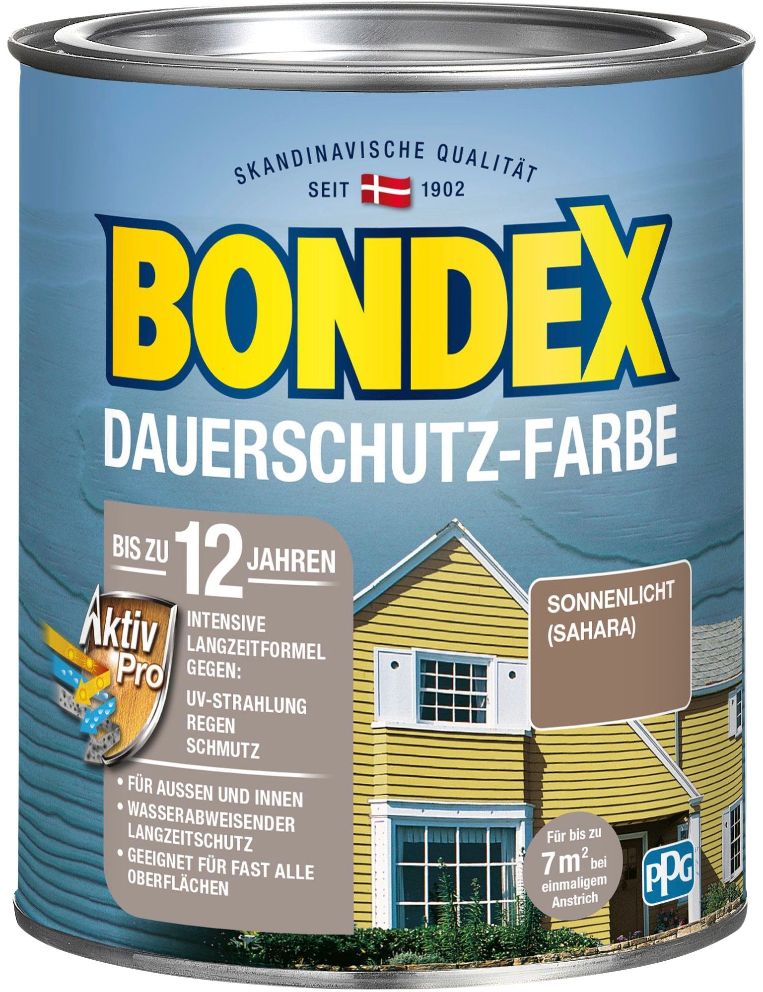 Bondex Wetterschutzfarbe DAUERSCHUTZ-FARBE, für Außen und Innen, Wetterschutz mit Aktiv Pro Langzeitformel Sonnenlicht / Sahara
