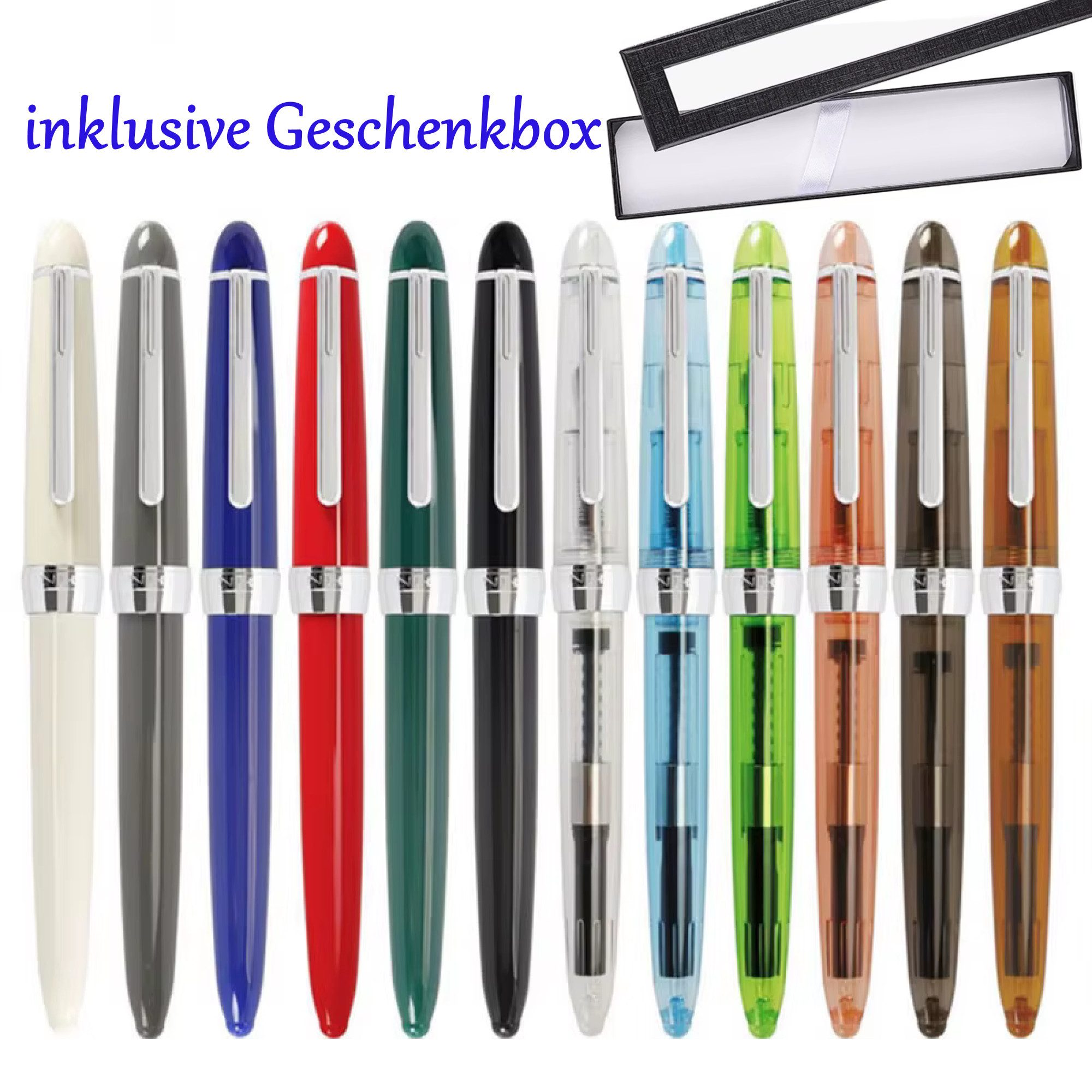 Thumbnail - Ware aus aller Welt Füllfederhalter im Retro Stil inklusive Tintenkonverter und Geschenkverpackung