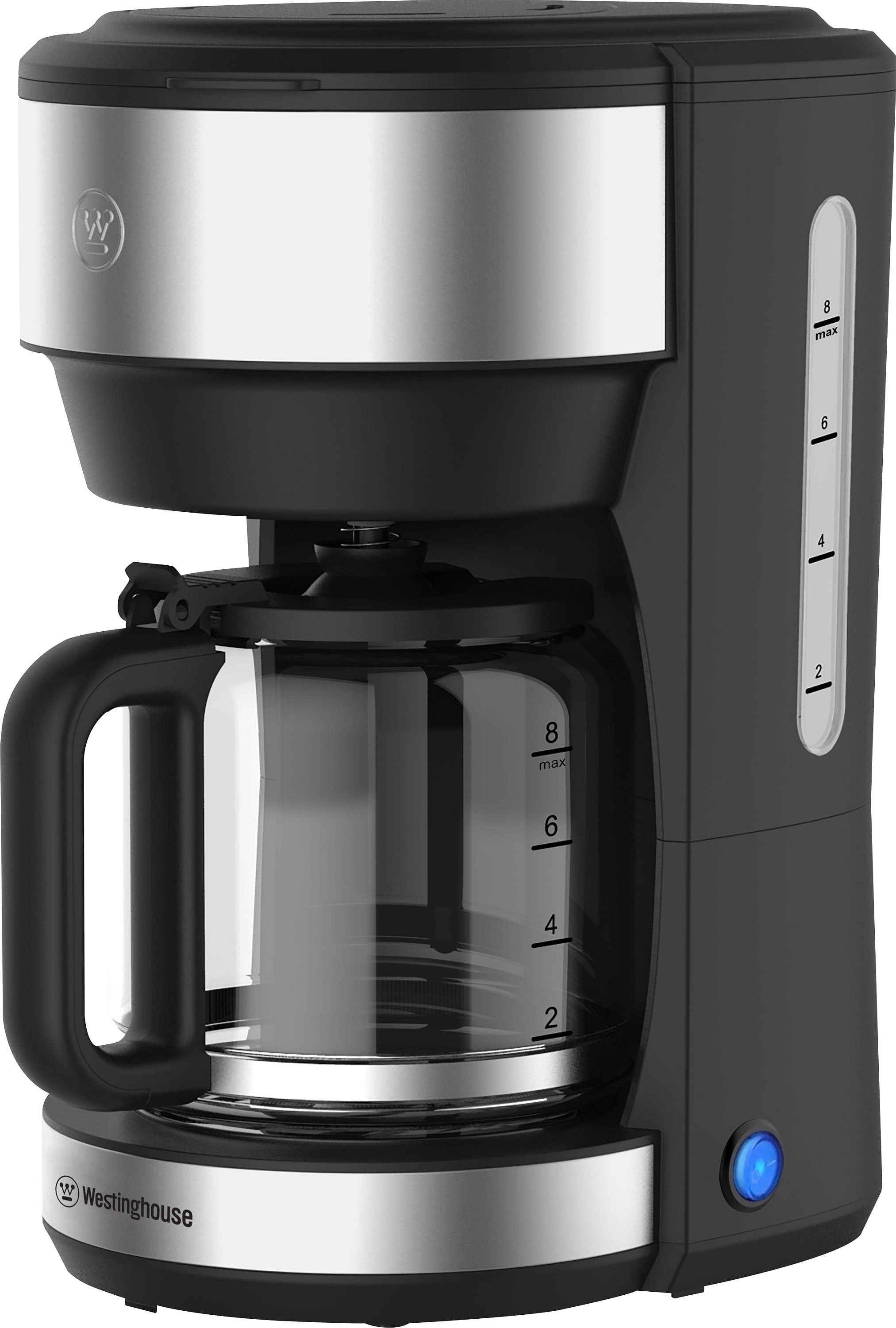 Westinghouse Filterkaffeemaschine WKCM621 Basic-Serie, 1.25l Kaffeekanne, Permanentfilter, 30 min Warmhaltefunktion, Tropfschutz silber-silber
