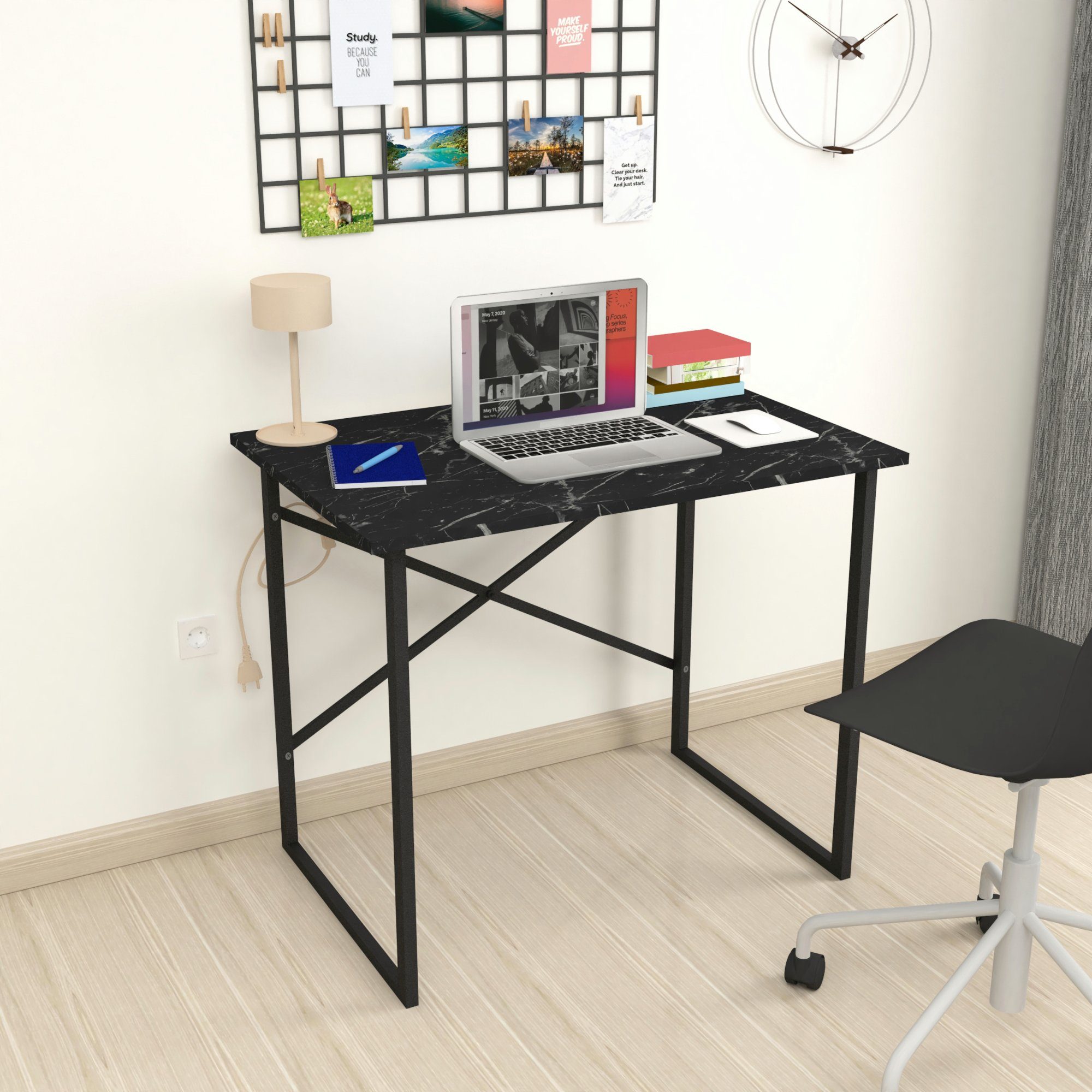 en.casa Schreibtisch, »Tjeldsund« Computertisch 75x90x60cm Marmor, günstig online kaufen