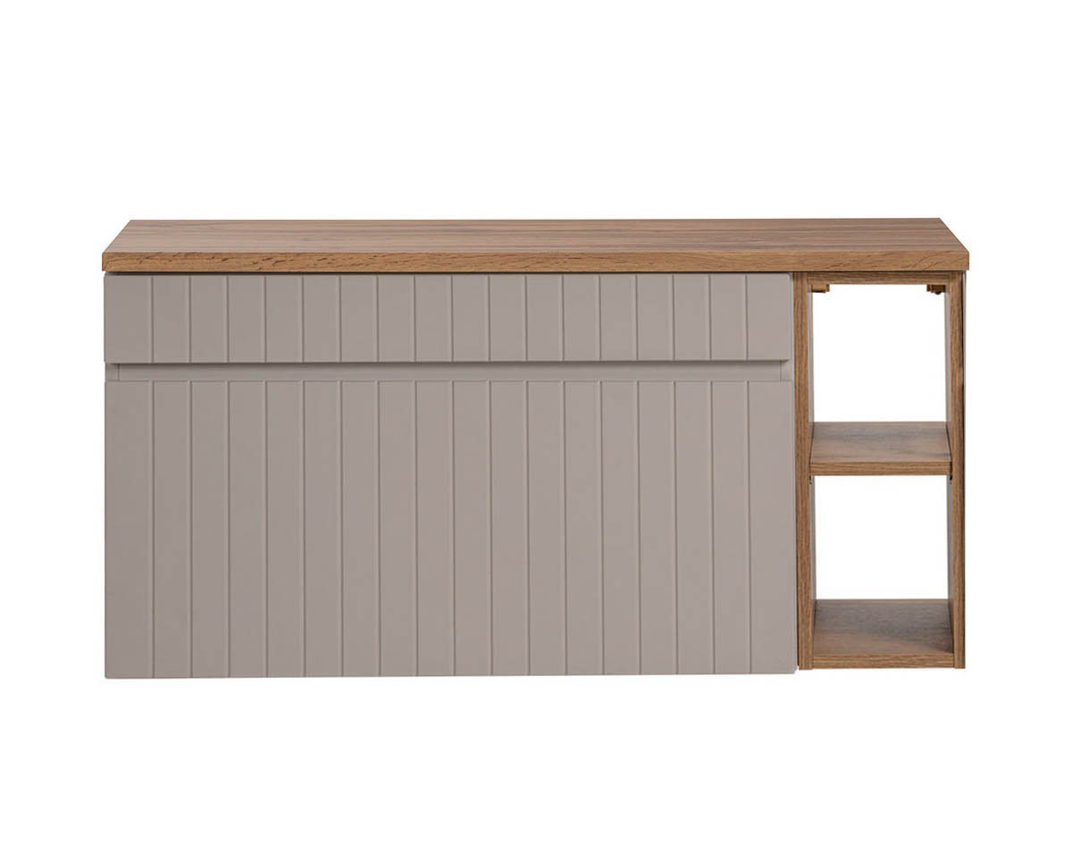 Thumbnail - einfachgutemoebel Waschtisch-Set Badezimmer Waschplatz KARATA 100cm, Unterbau + Regal, kaschmir grey, (Badmöbel Set, 1-S...