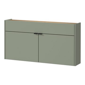 Lomadox Schuhschrank ABERDEEN-01 grün mit Eiche Nb., ideal für schmale Flure, 110/57/22 cm