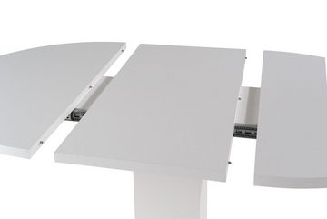 Mäusbacher Esstisch TAP, Ø 110 cm, Weiß matt, Made in Germany, ausziehbar bis auf eine Breite von 150 cm