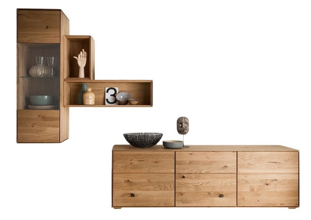 Main Möbel Wohnwand Wohnwand III 'Prag' Wildeiche geölt