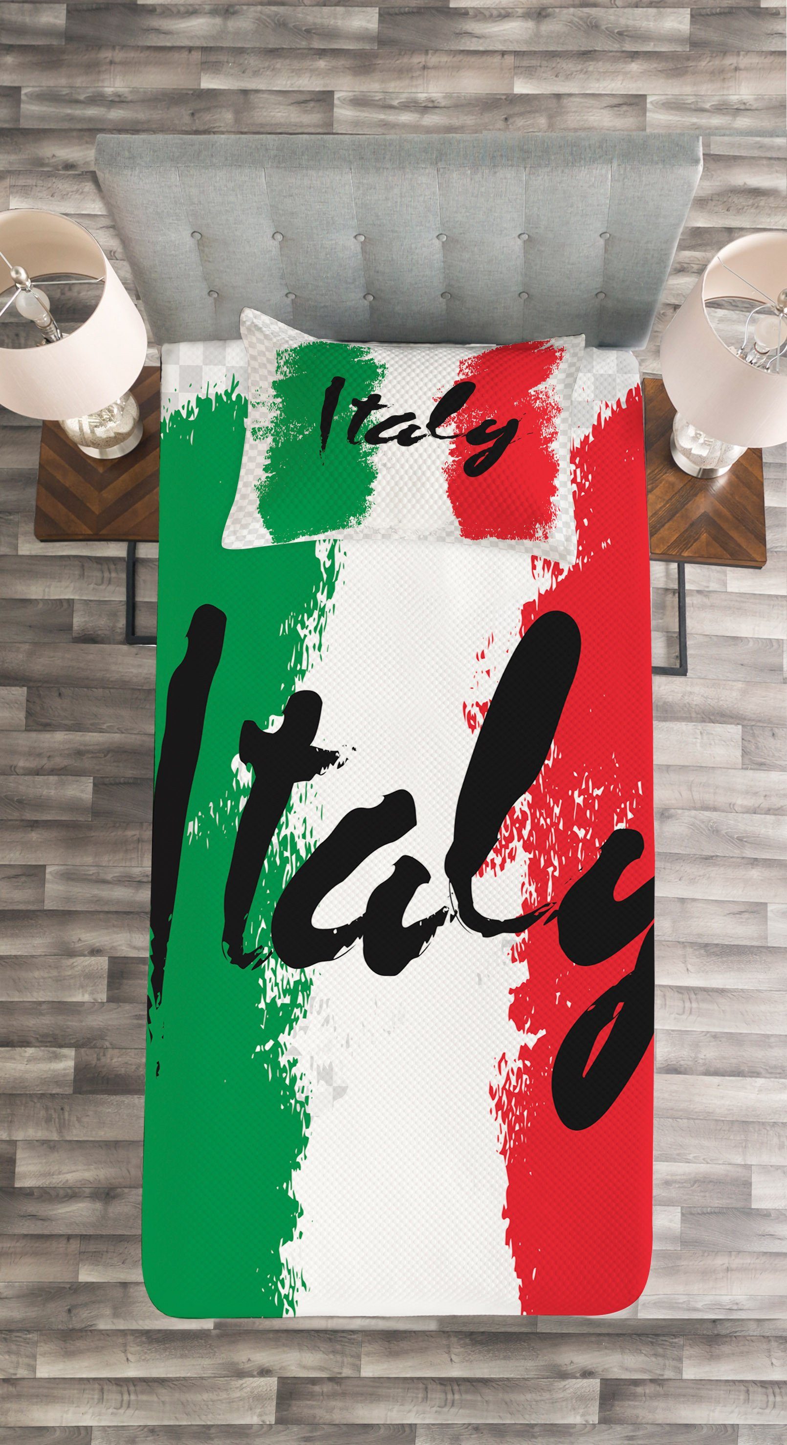 Kissenbezügen Italien mit Flagge Abakuhaus, Tagesdecke Grunge Set Bunte Waschbar, Italienische