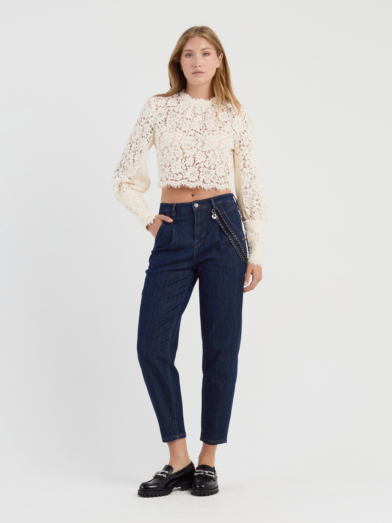 GANG 5-Pocket-Jeans 94SILVIA JOGGER mit Metallgürtel