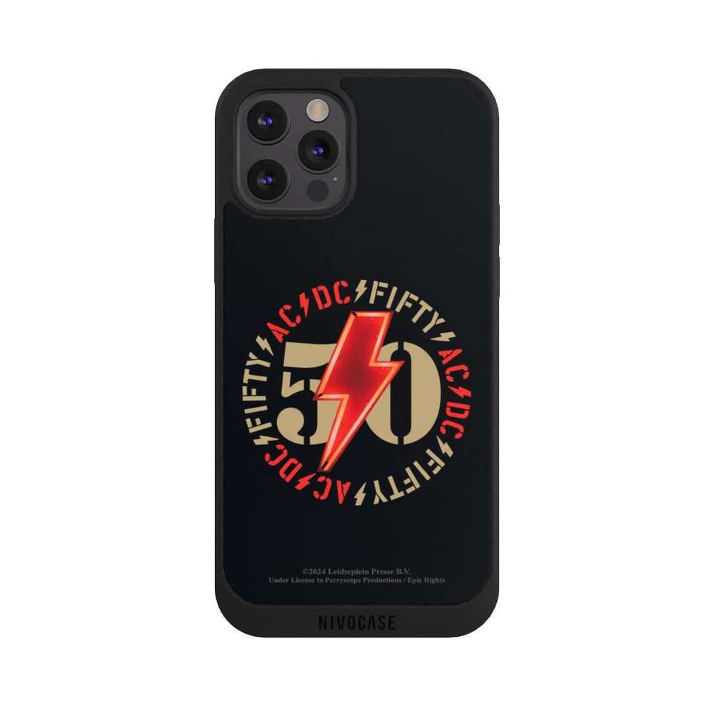 NIVOCASE Handyhülle ACDC 50 Jahre POWER UP POWER UP EMBLEM ACDC, Apple iPhone 12 Pro Max Handyhülle Hülle NIVOpure Case Schwarz