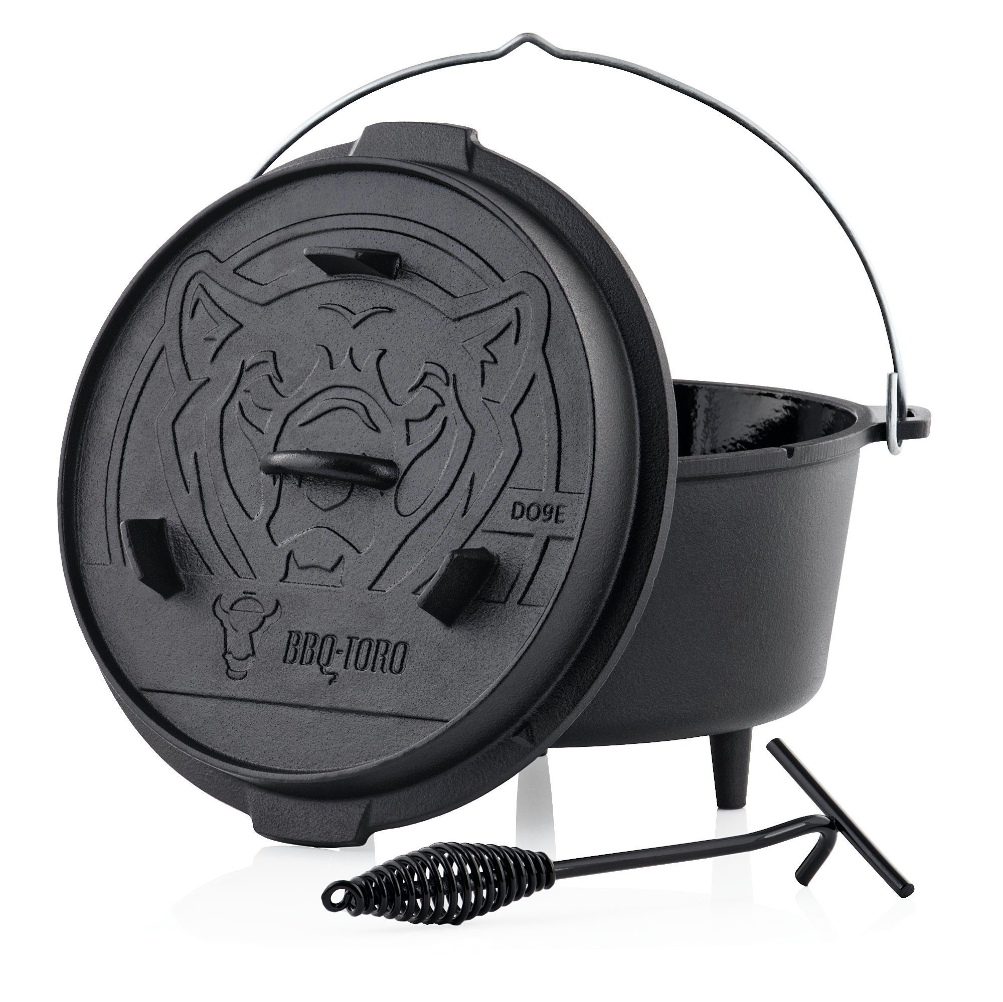 BBQ-Toro Grilltopf Dutch Oven DO9E, 9,0 L Emaille Gusseisen Kochtopf, Gusstopf, Gusseisen (Emaille-Set)