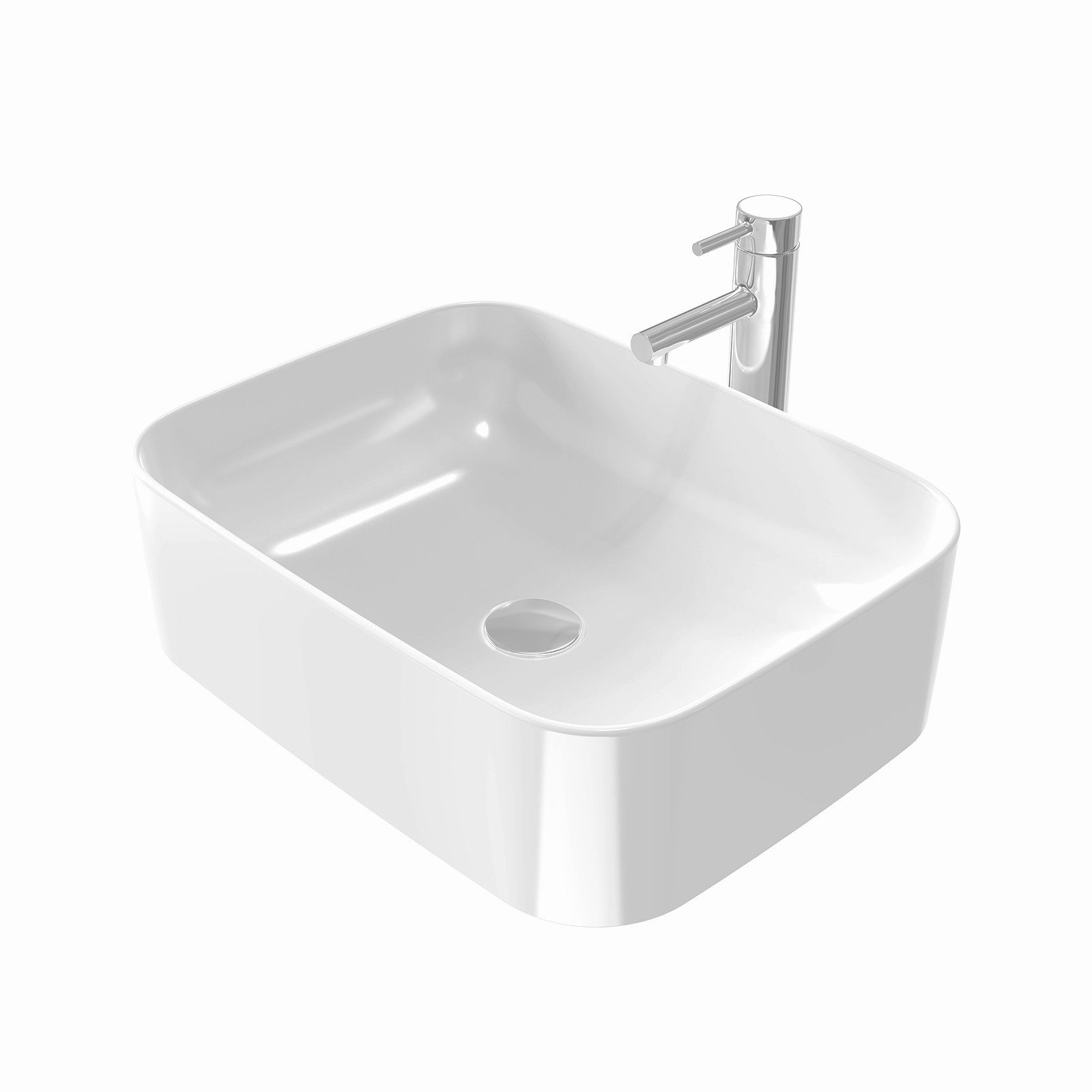 EMKE Aufsatzwaschbecken Eckiger Раковины Keramik Раковины Waschtisch Weiß Glänzend (Packung)