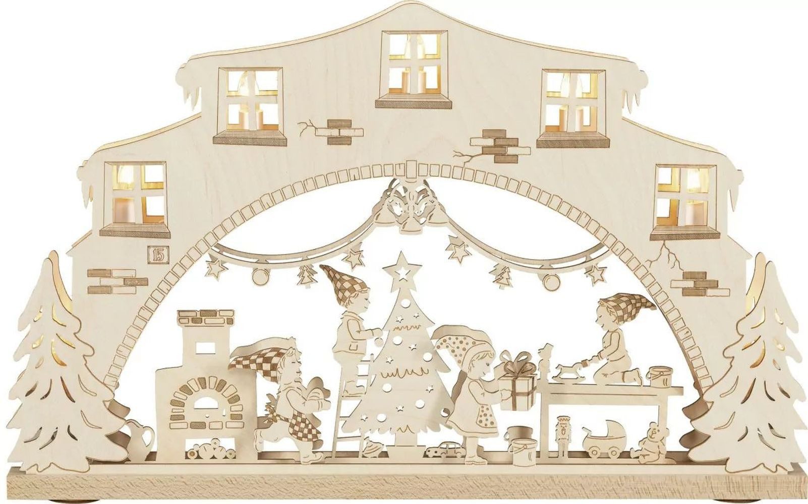 Lichterbogen Schwibbogen Wichtelwerkstatt mit elektrischer Beleuchtung BxHxT