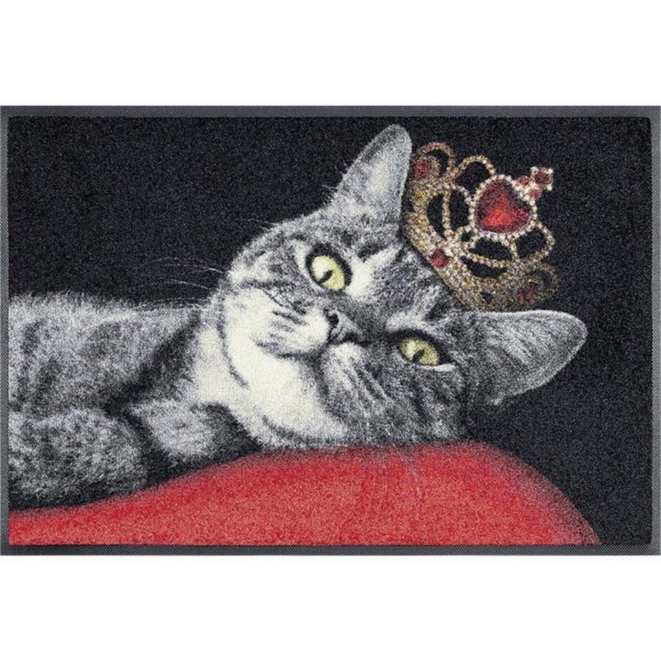 Fußmatte Royal Cat, wash+dry by Kleen-Tex, rechteckig, Höhe: 7 mm,  Schmutzfangmatte, Motiv Katze, rutschhemmend, waschbar, maschinenwaschbar