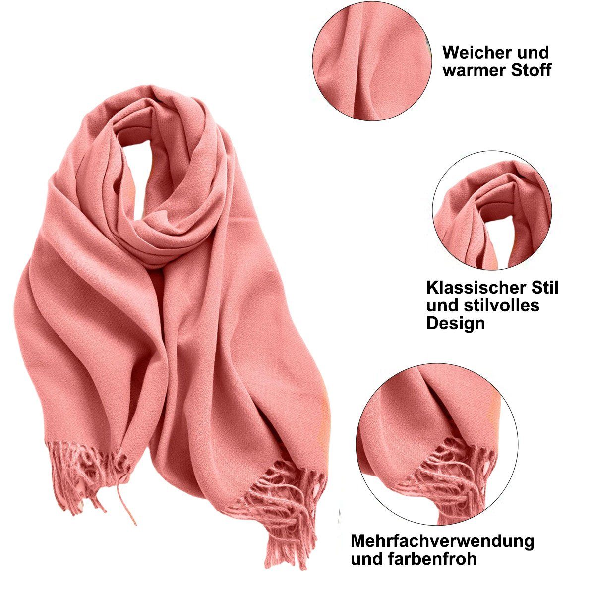 Jormftte Modeschal Damen Schal Frauen abendkleid Warme Winter für Stola Schal Schals Orange Für
