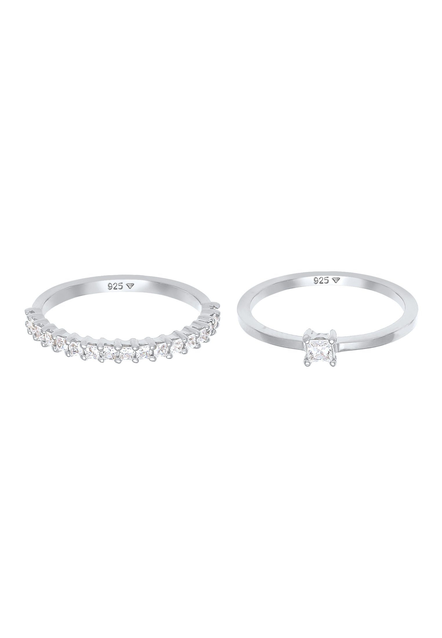 Elli Solitärring Solitär Zirkonia Stapelring (Set 2-tlg) 925 Silber günstig online kaufen