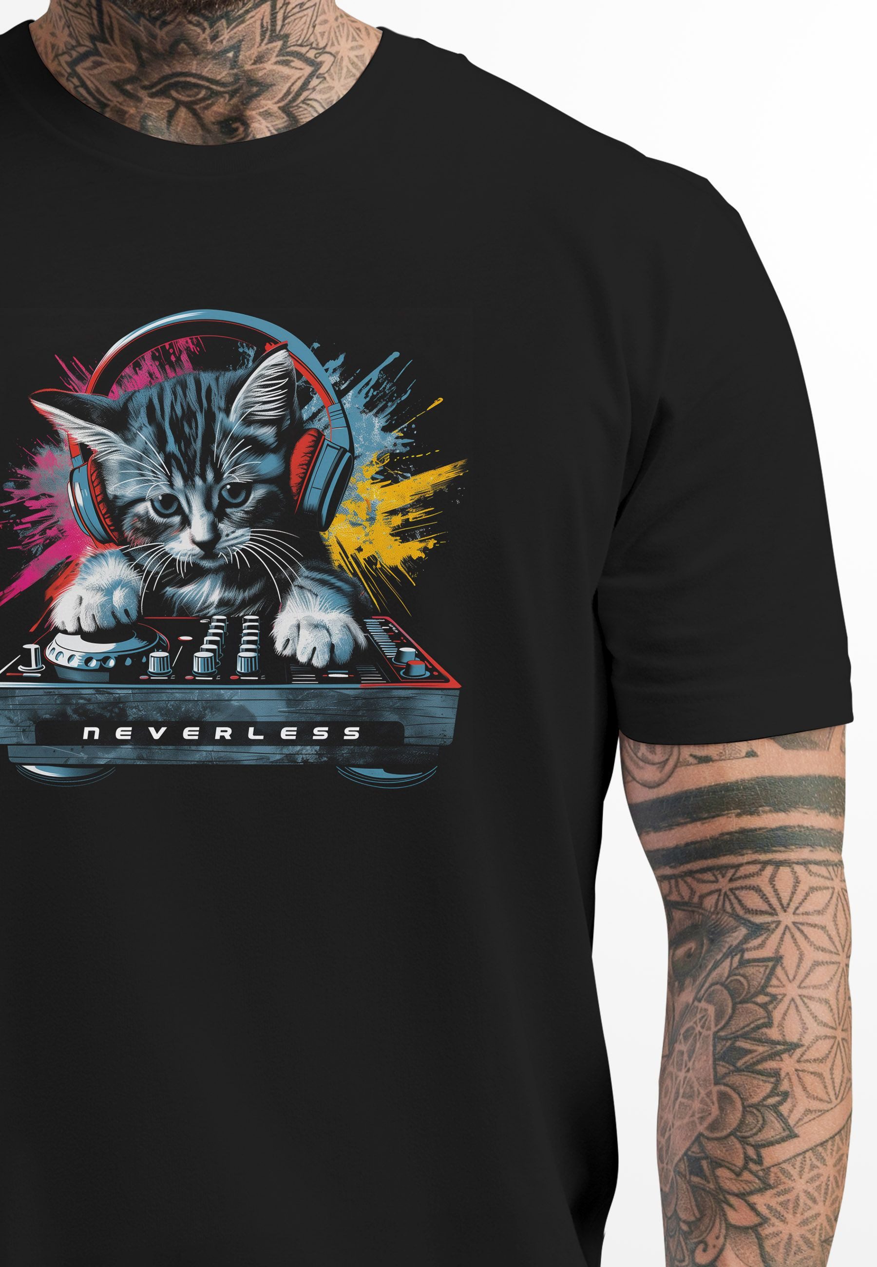 Neverless Print-Shirt Herren T-Shirt Techno DJ günstig online kaufen