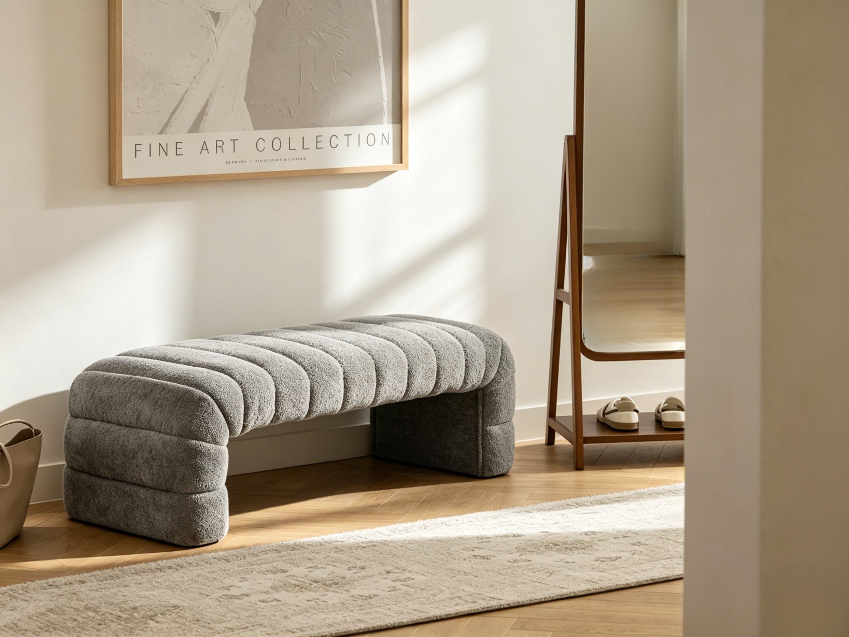 WILLIAMSPACE Ottomane Sanja upholstered bench – 160cm, Chenille, Fluted