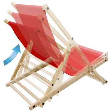 ECD Germany Gartenliege Gartenliege Sonnenliege Relaxliege Strandliege Liege Strandstuhl, 2 St., 2er Set, 2er Set klappbar Holz 3 Liegepositionen Rot bis 120kg