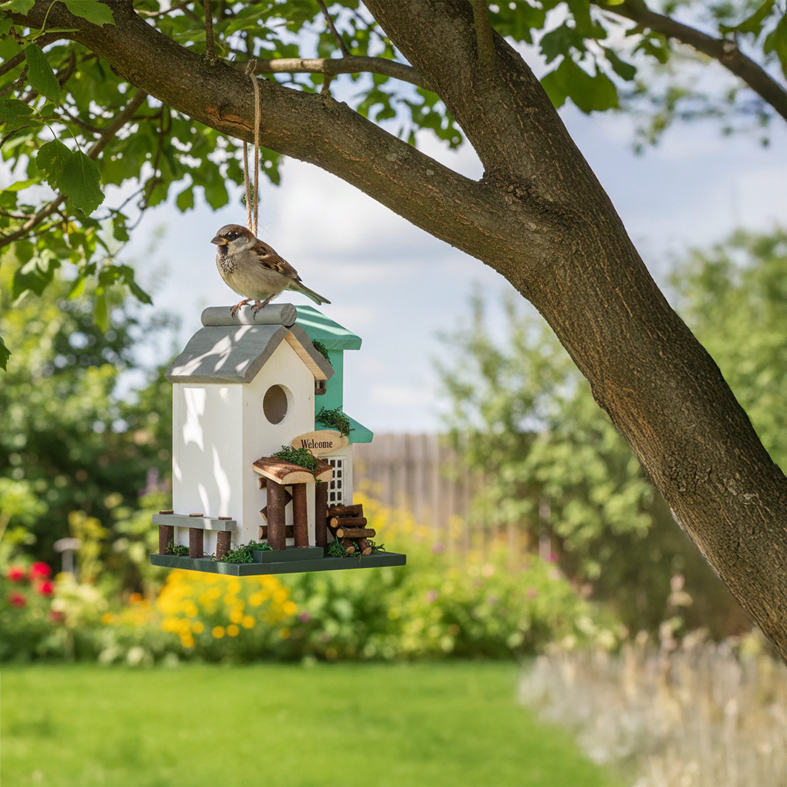 relaxdays Vogelhaus Deko Vogelhaus im Landhausstil, A