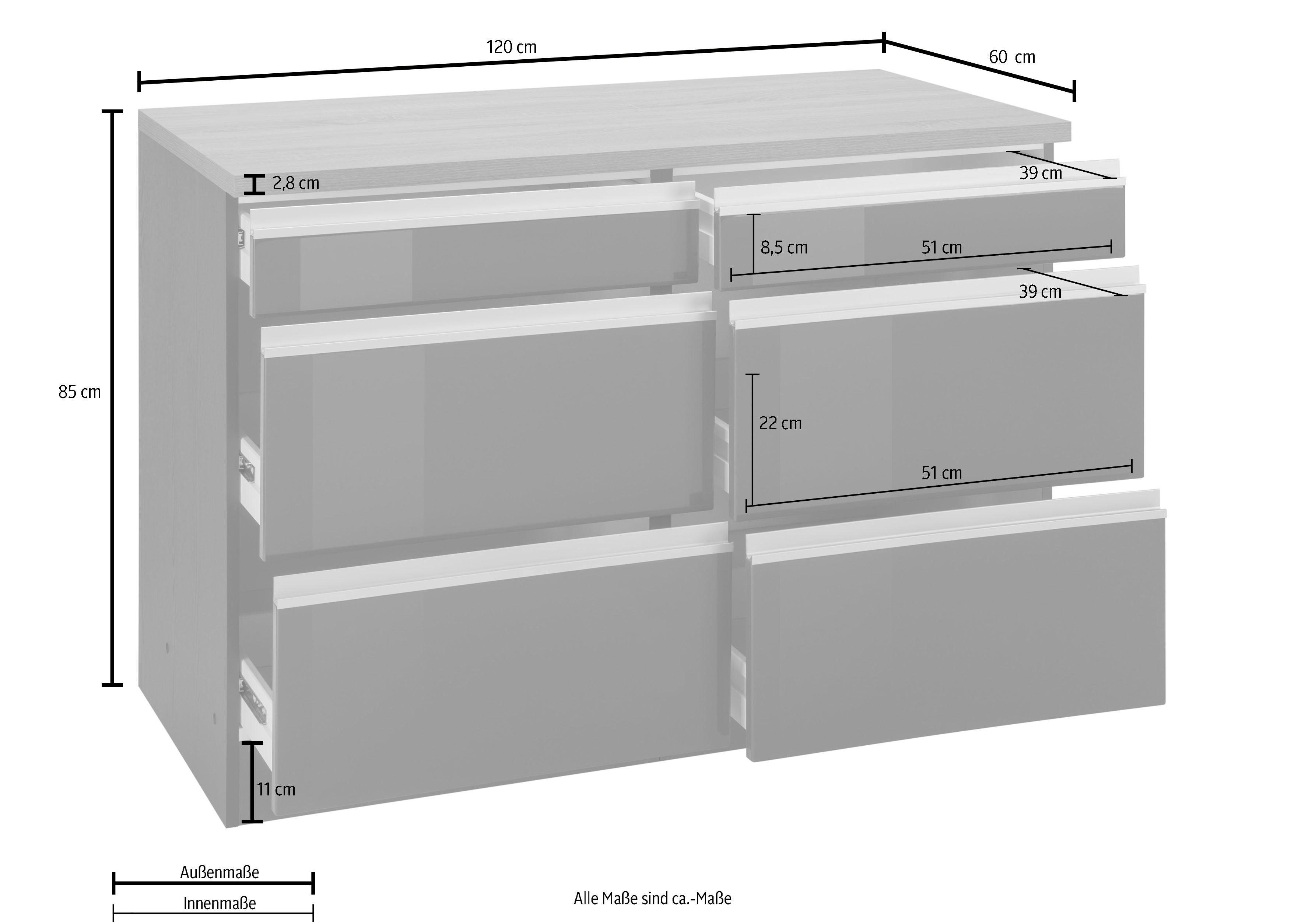KOCHSTATION Unterschrank KS-Ohio Breite 120 cm – Bild 2 von 5