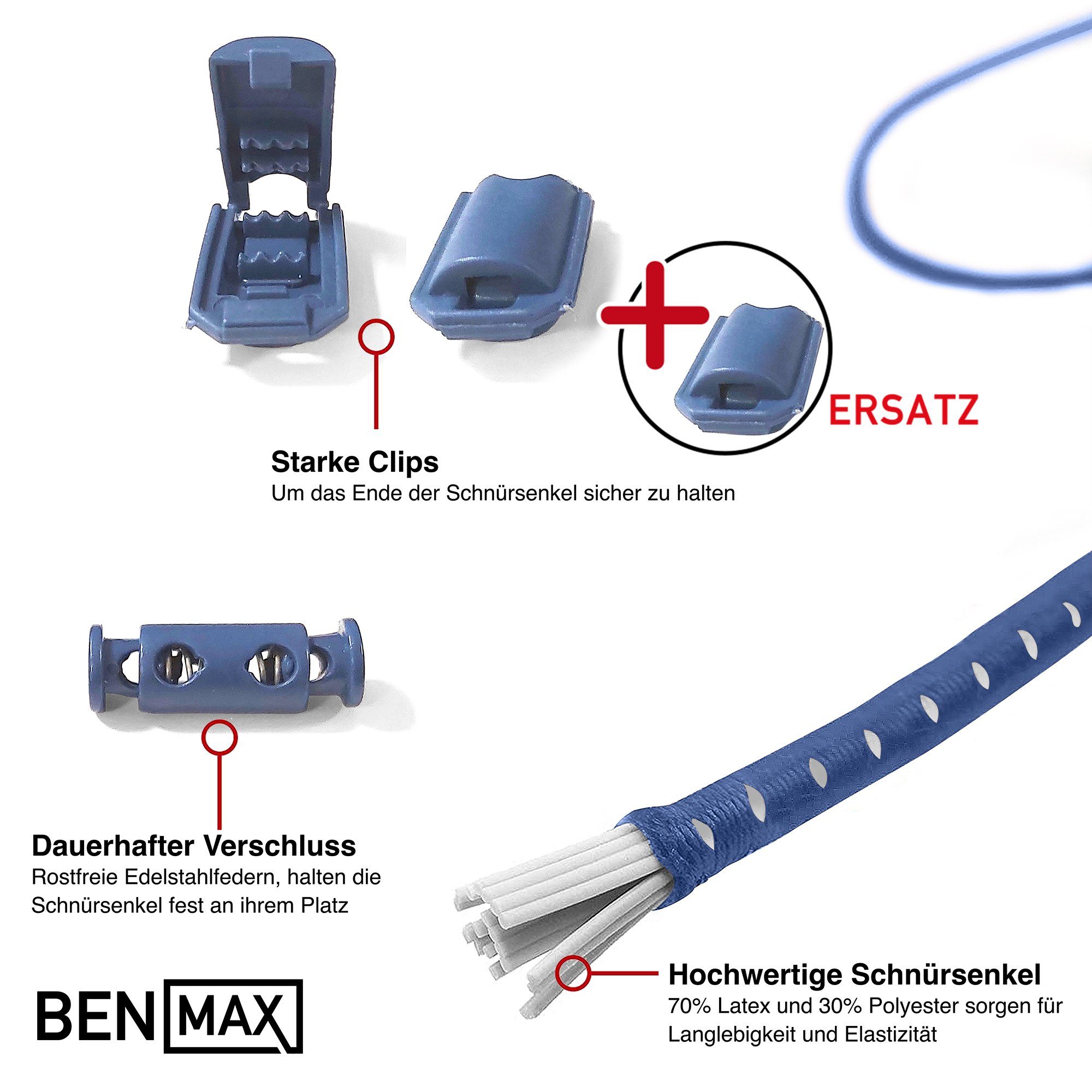 Smith & Solo Schnürsenkel Schnürsenkel ohne Binden, Elastisch