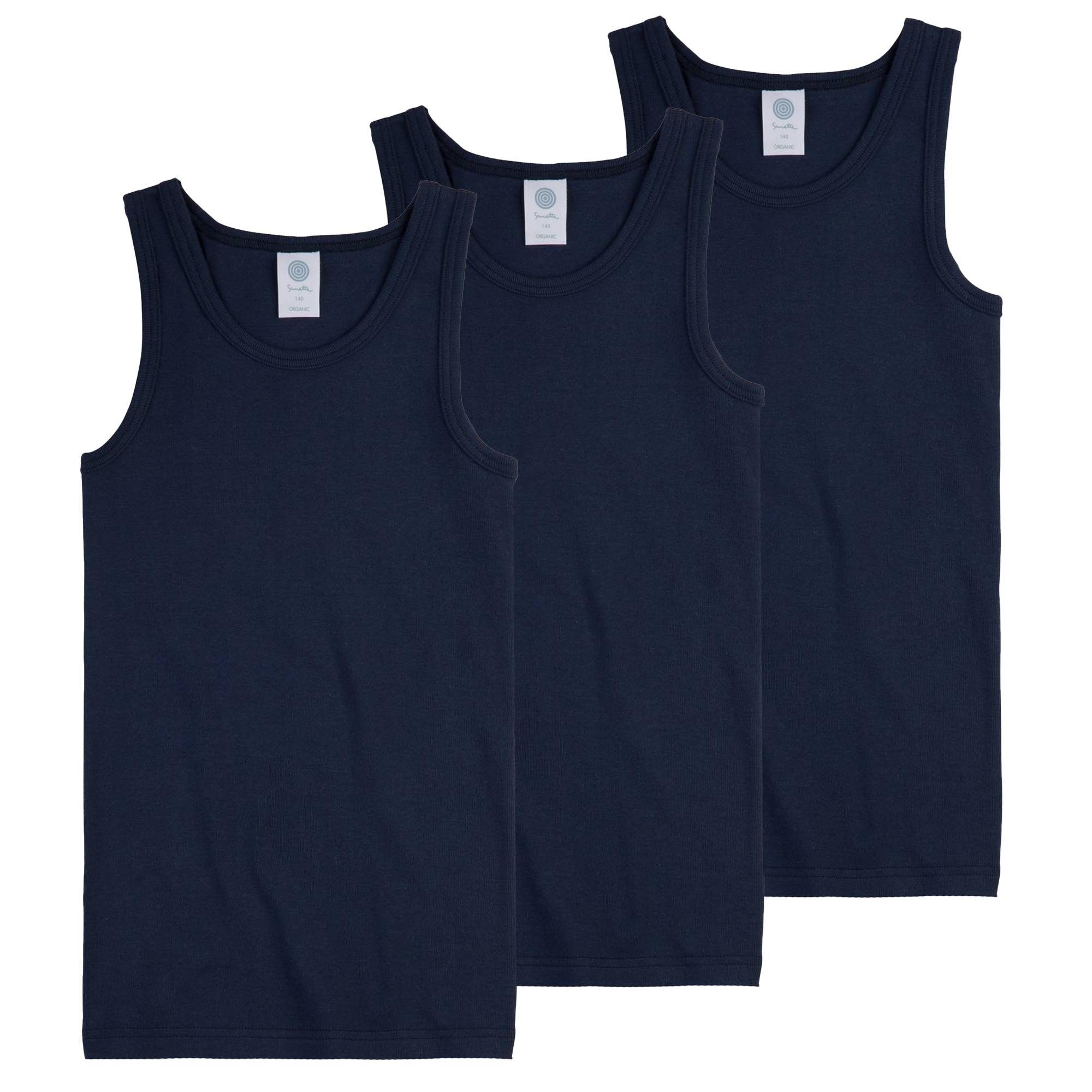 Sanetta Unterhemd Jungen Unterhemden 3er Pack Shirts ohne Arm Top Dunkelblau