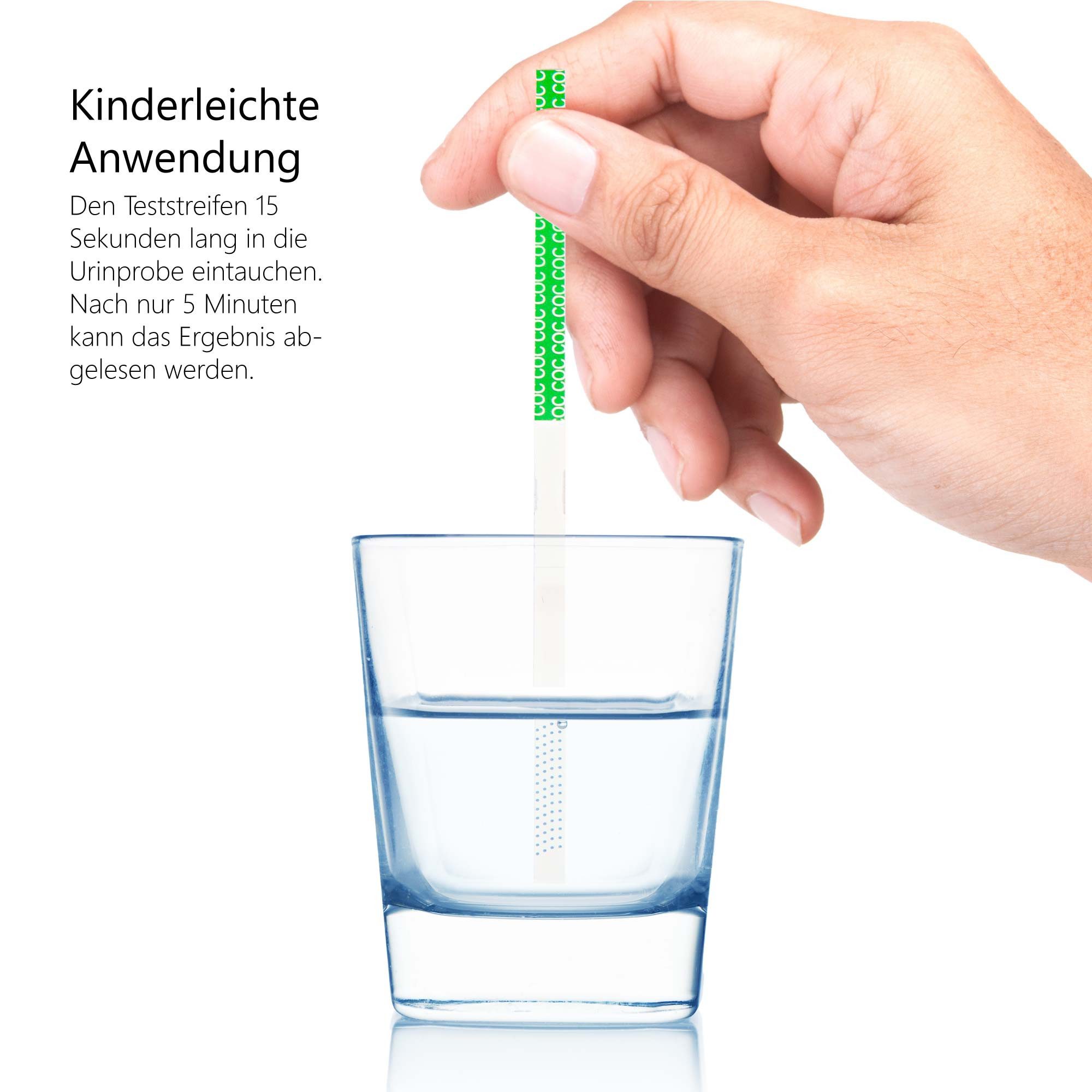 LuxmedIQ Drogen-Schnelltest Kokain - Urin Drogentest - Drogenschnelltest Koks Crack - 150 ng/ml, 10-tlg. – Bild 4 von 5