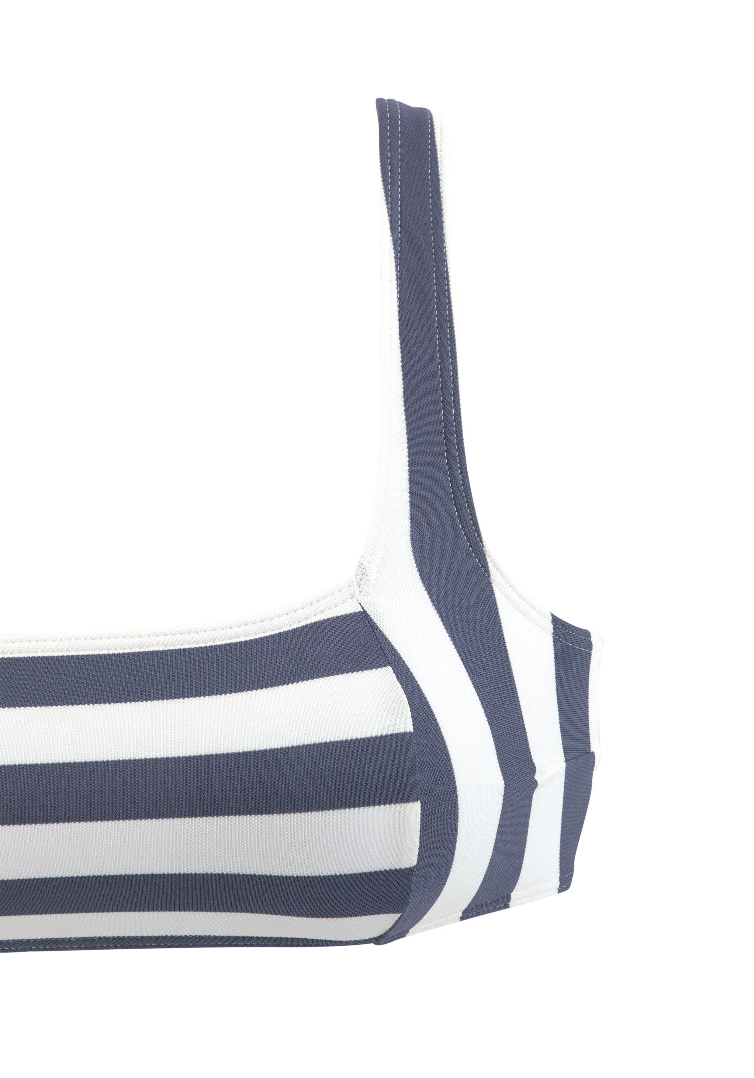 Venice Beach Bustier-Bikini mit marine-weiß Streifen gewebten