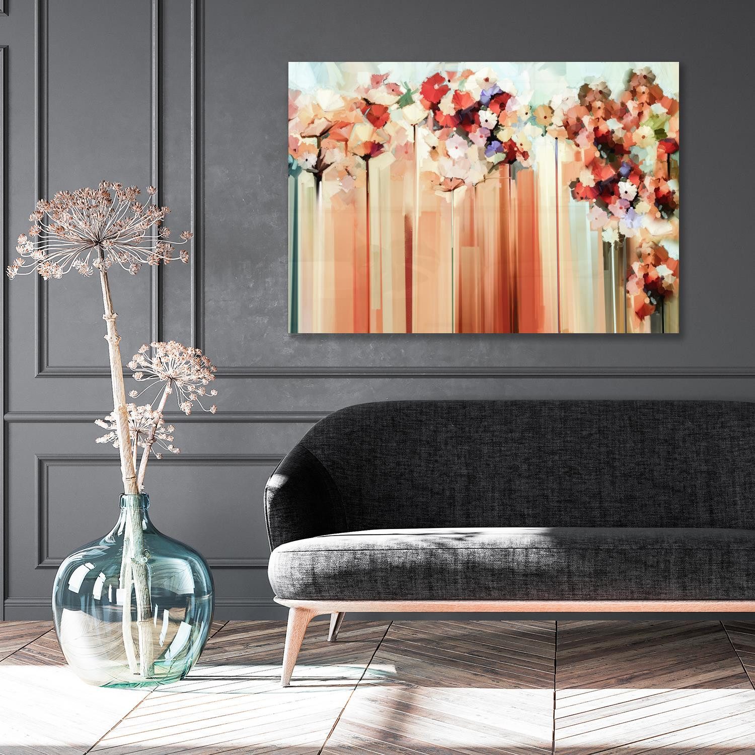 queence Leinwandbild Die Blüten, Blumenbilder, Blätter, Blätterbilder (1 St), mit sehr guten Schallabsorptions-Eigenschaften
