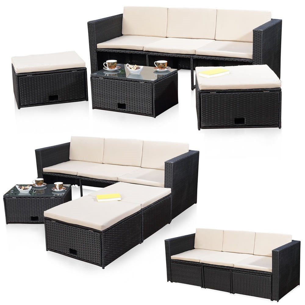 Feel2Home Gartenlounge-Set Polyrattan Lounge Rattanmöbel Sitzgruppe Gartenmöbel versch. Farben, (4-tlg., Premium-Lounge), Hochwertige Flechtoptik