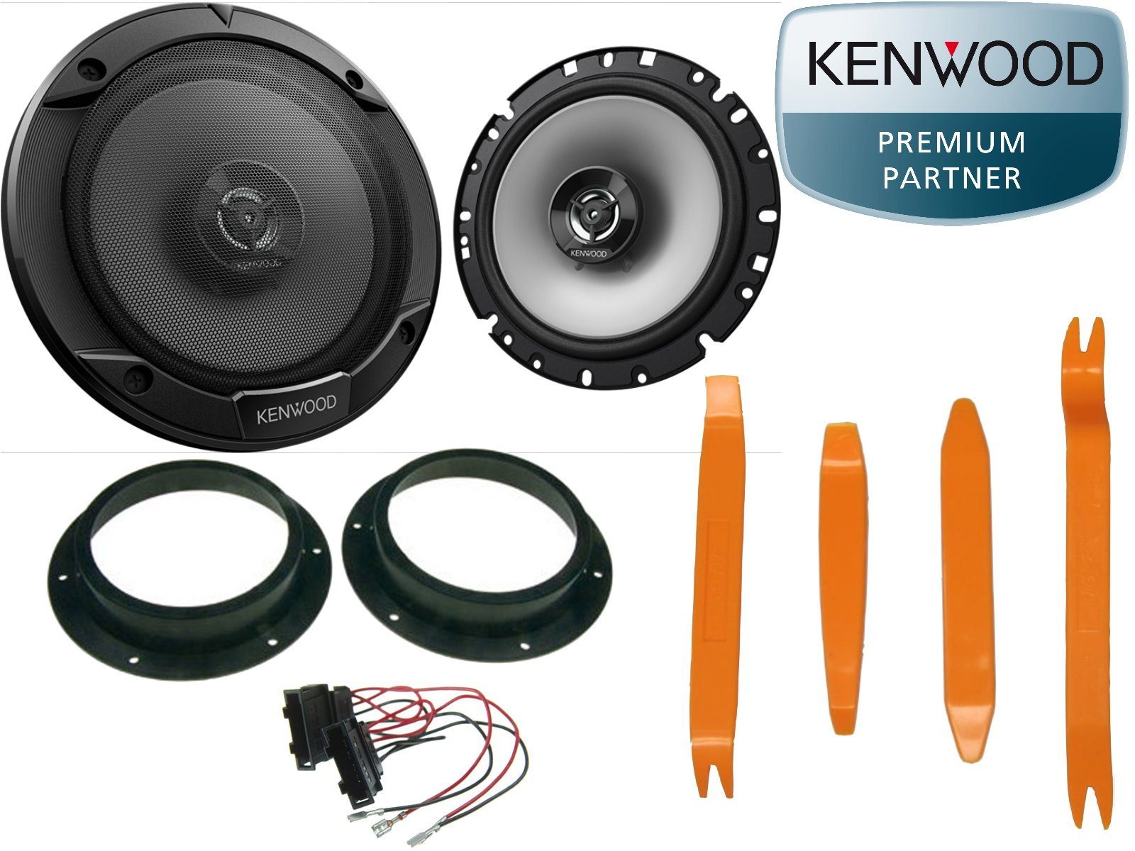 DSX Kenwood passend für VW Golf V 5 Set Tür 300 Watt + Ausbau Hebel Auto-Lautsprecher